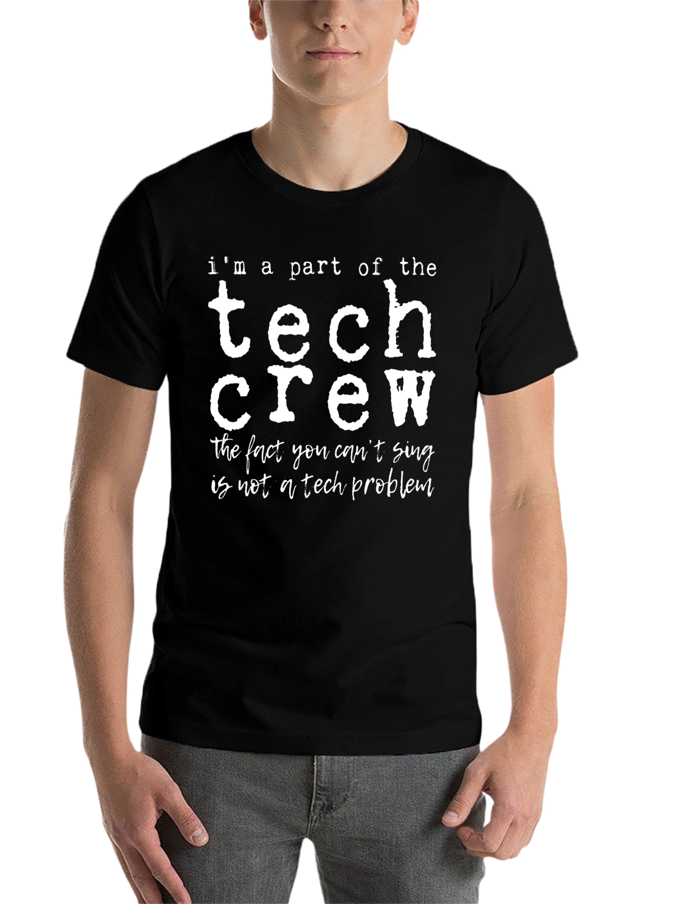 Black Tech Crew Graphic Tee - Funny Tech Support Shirt view 7