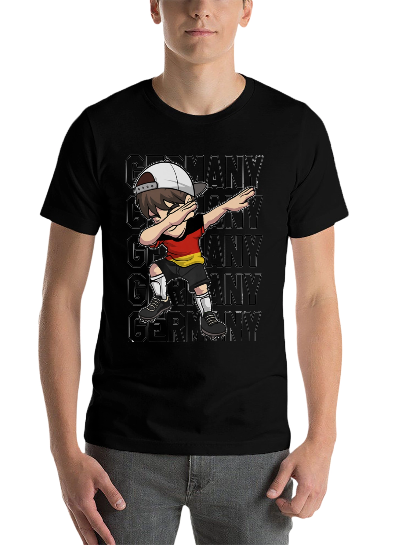 Black Germany Dabbing Soccer Player T-Shirt view 7