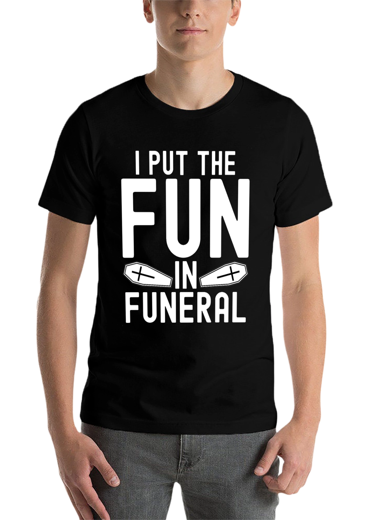 Black Funny "I Put the FUN in Funeral" T-Shirt view 7