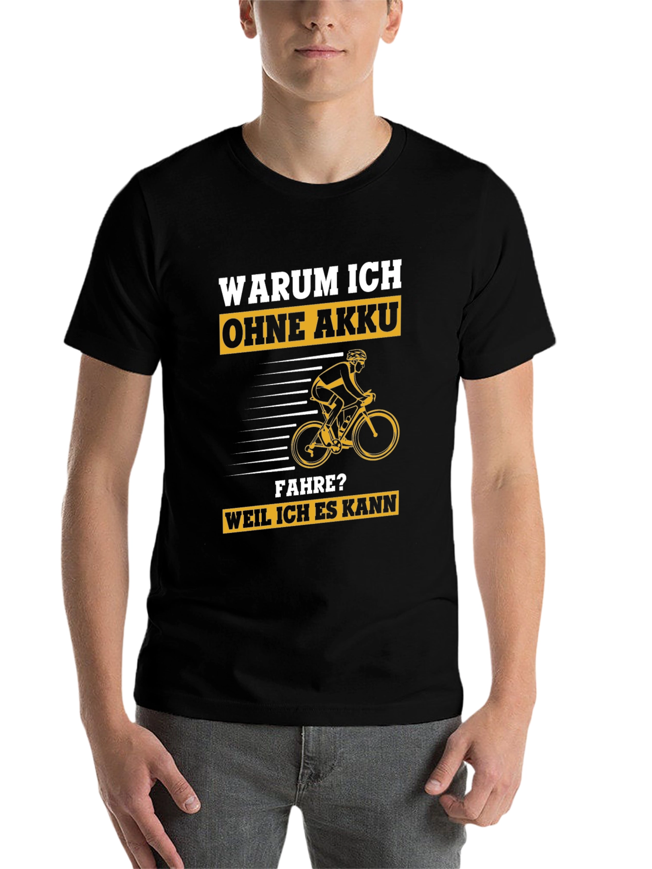 Black Funny Cyclist T-Shirt - Warum Ich Ohne Akku Fahre? view 7