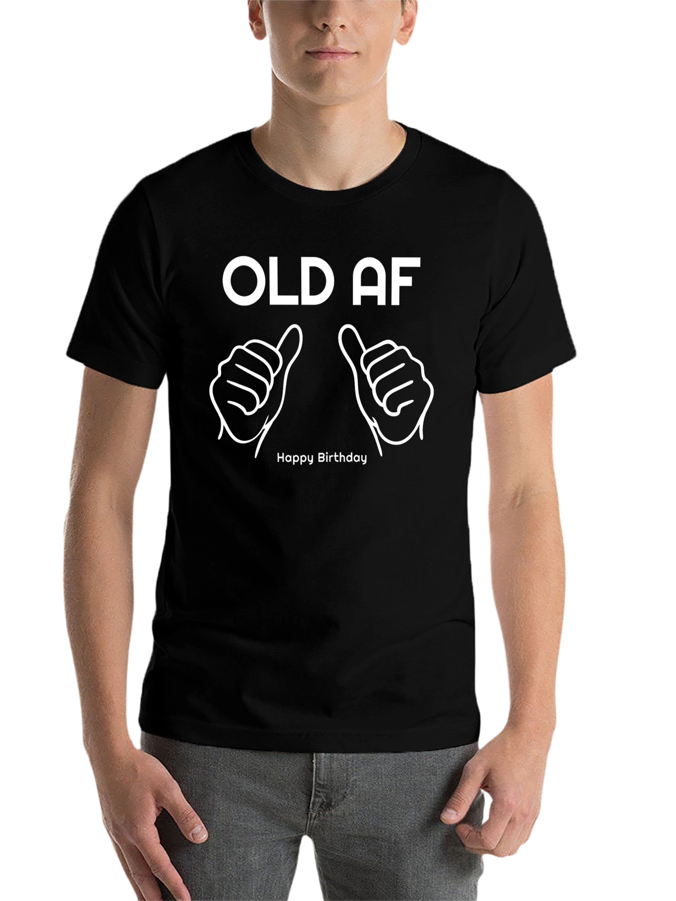 Black Old AF Happy Birthday Graphic T-Shirt view 7