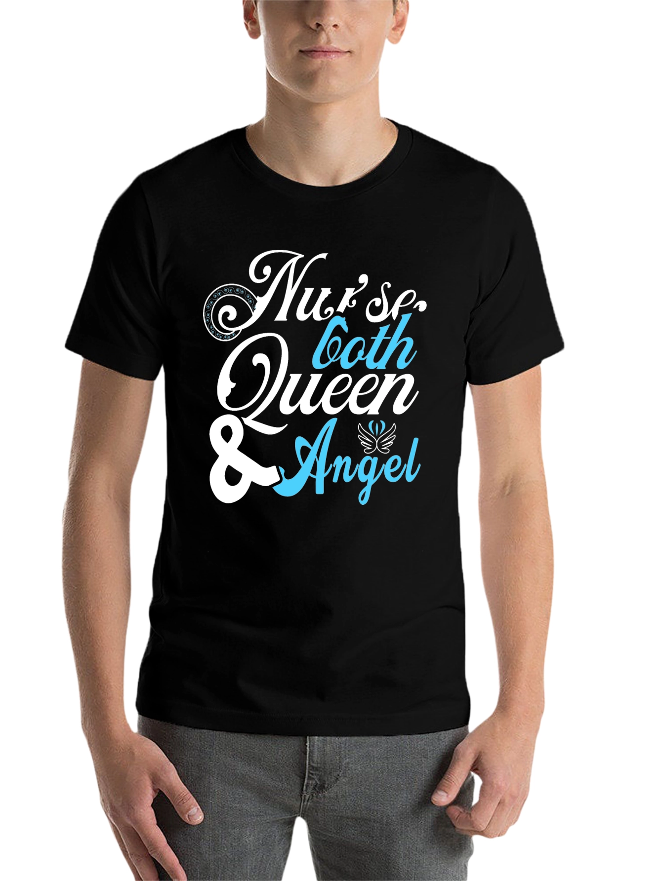 Black Nurse Queen & Angel Graphic T-Shirt - Unisex view 7
