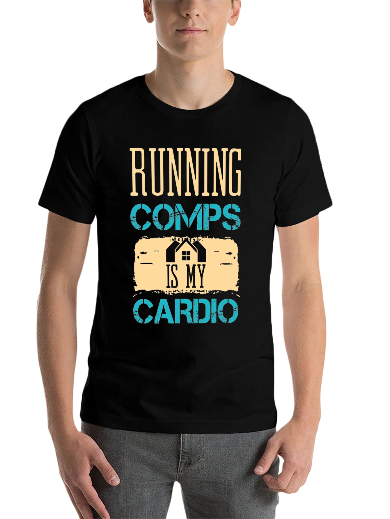 Black Running Comps Is My Cardio Graphic T-Shirt view 7