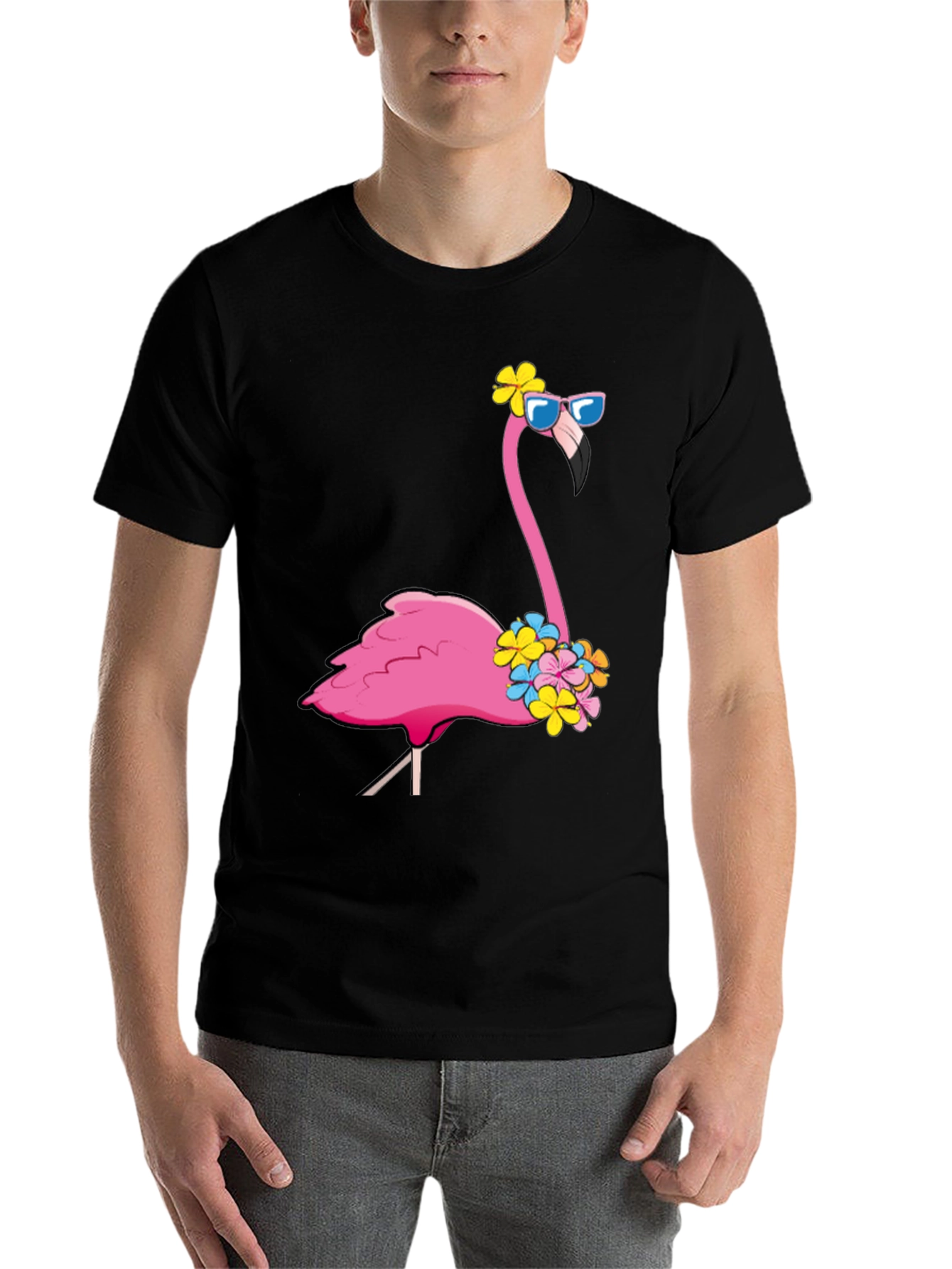 Black Cool Flamingo T-Shirt - Summer Vibes view 7