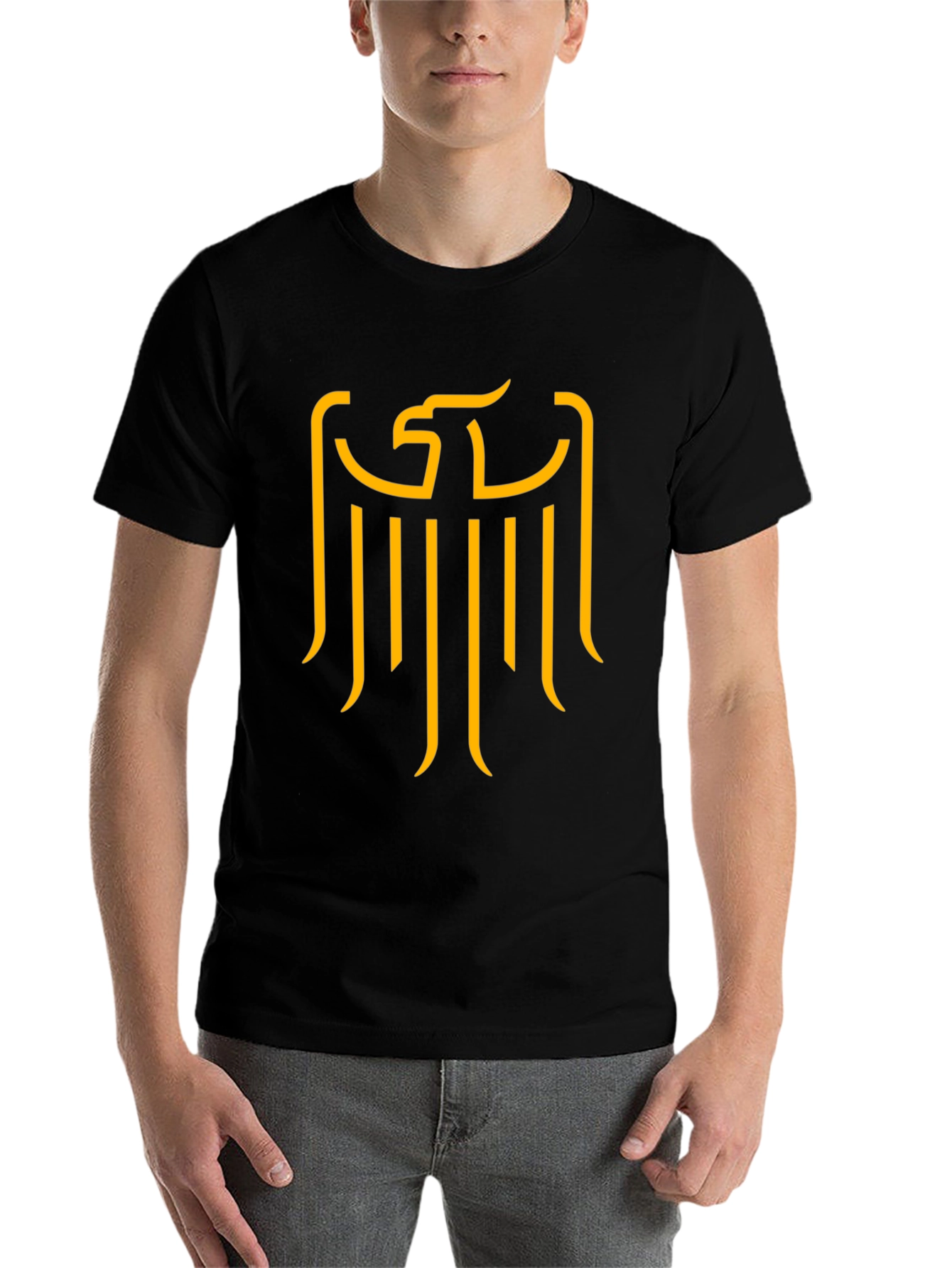 Black Black T-Shirt with Golden German Eagle Graphic view 7