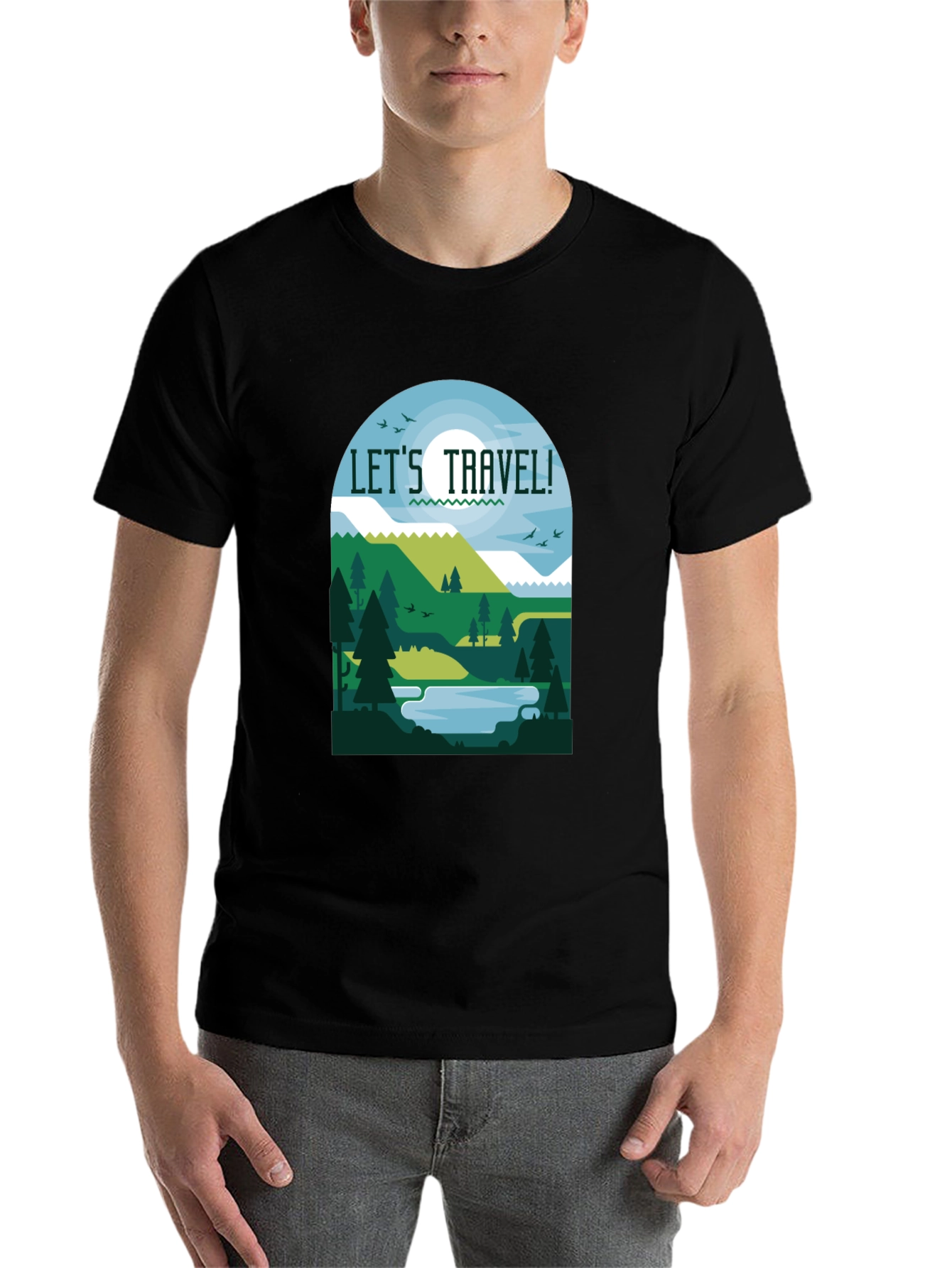 Black Let's Travel T-Shirt - Nature Inspired Tee view 7