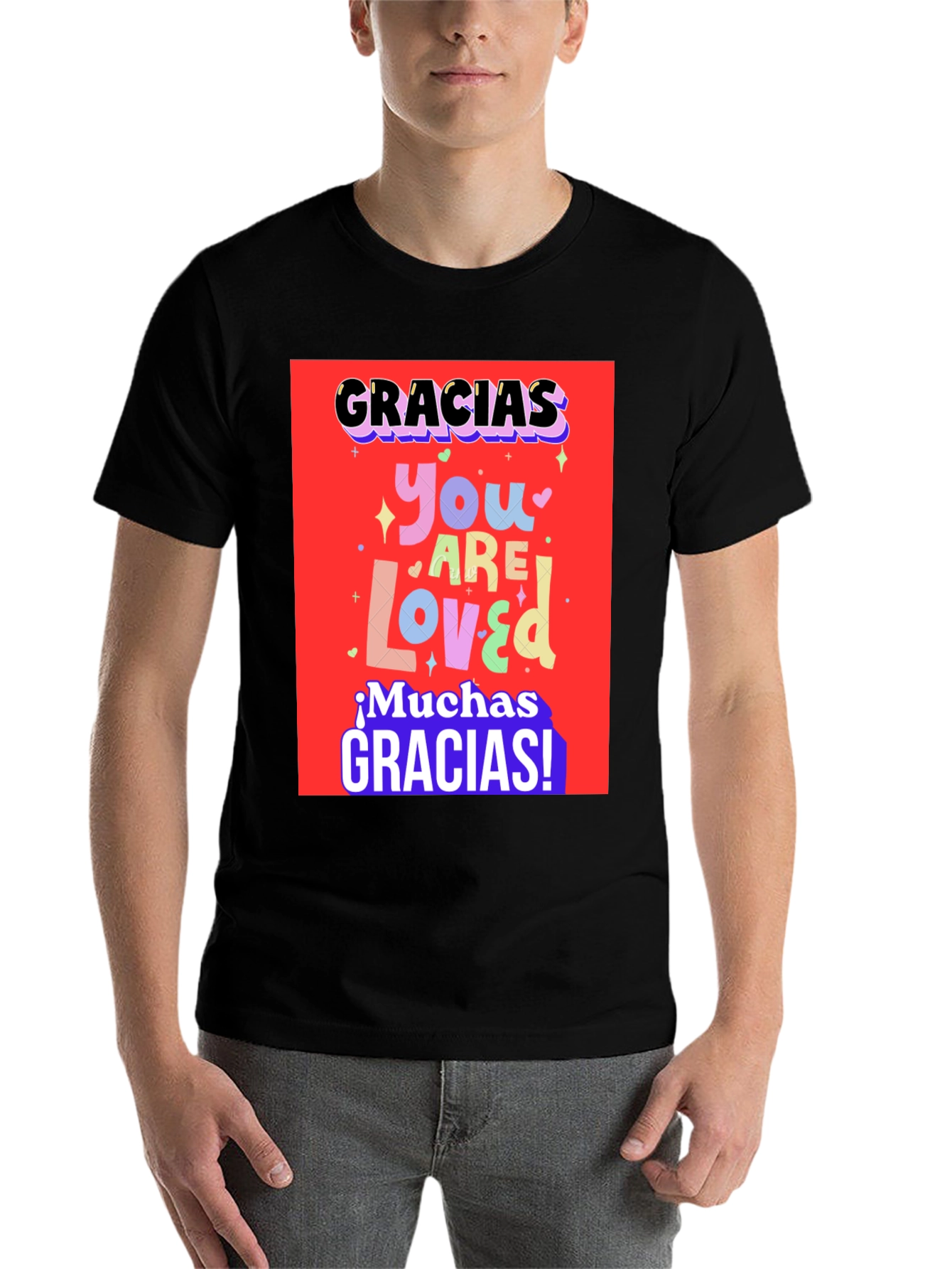 Black Gracias You Are Loved Graphic T-Shirt view 7