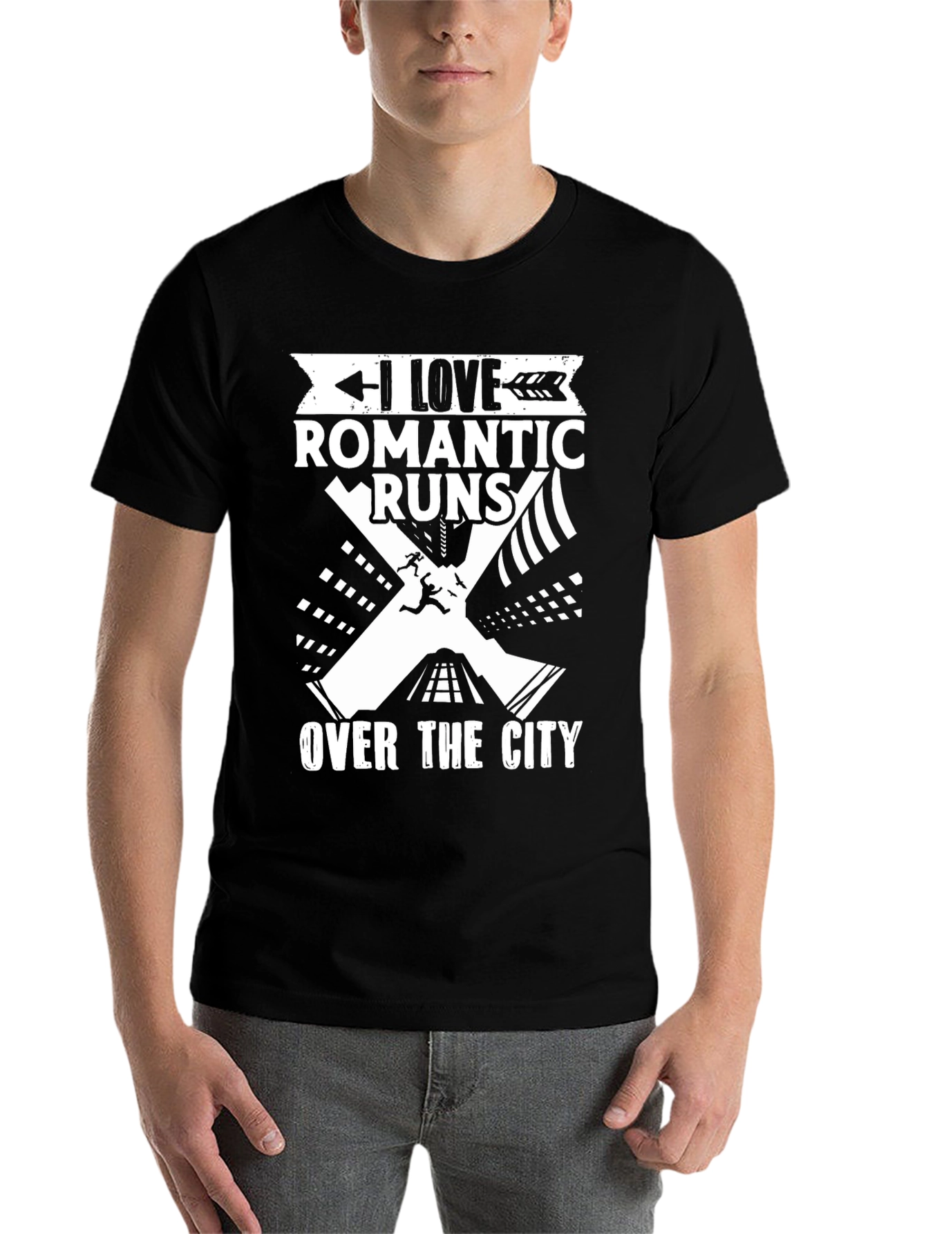 Romantic Runs Over the City Graphic Tee - Black - 7