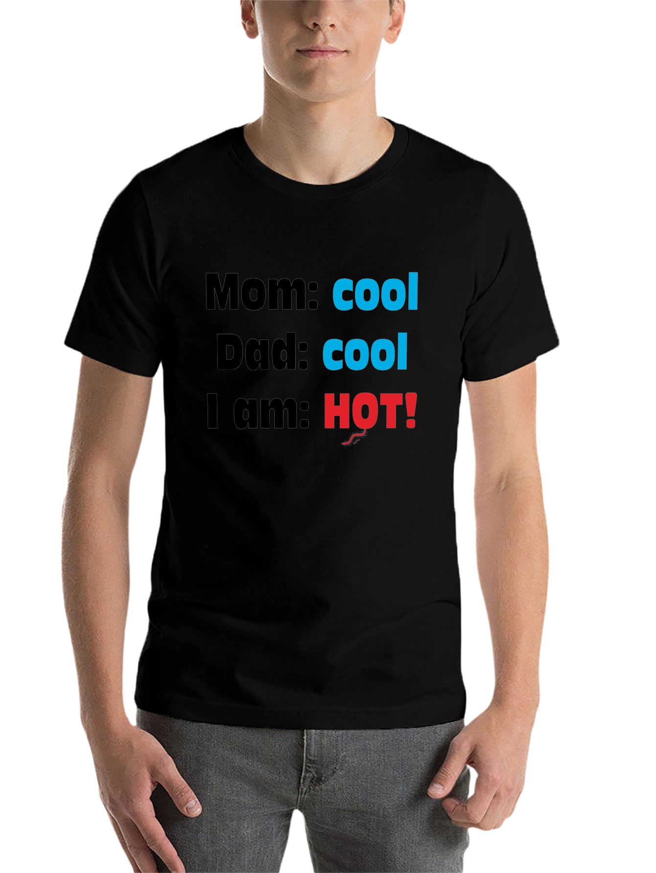 Black Cool Mom & Dad, I'm HOT! Novelty T-Shirt view 7