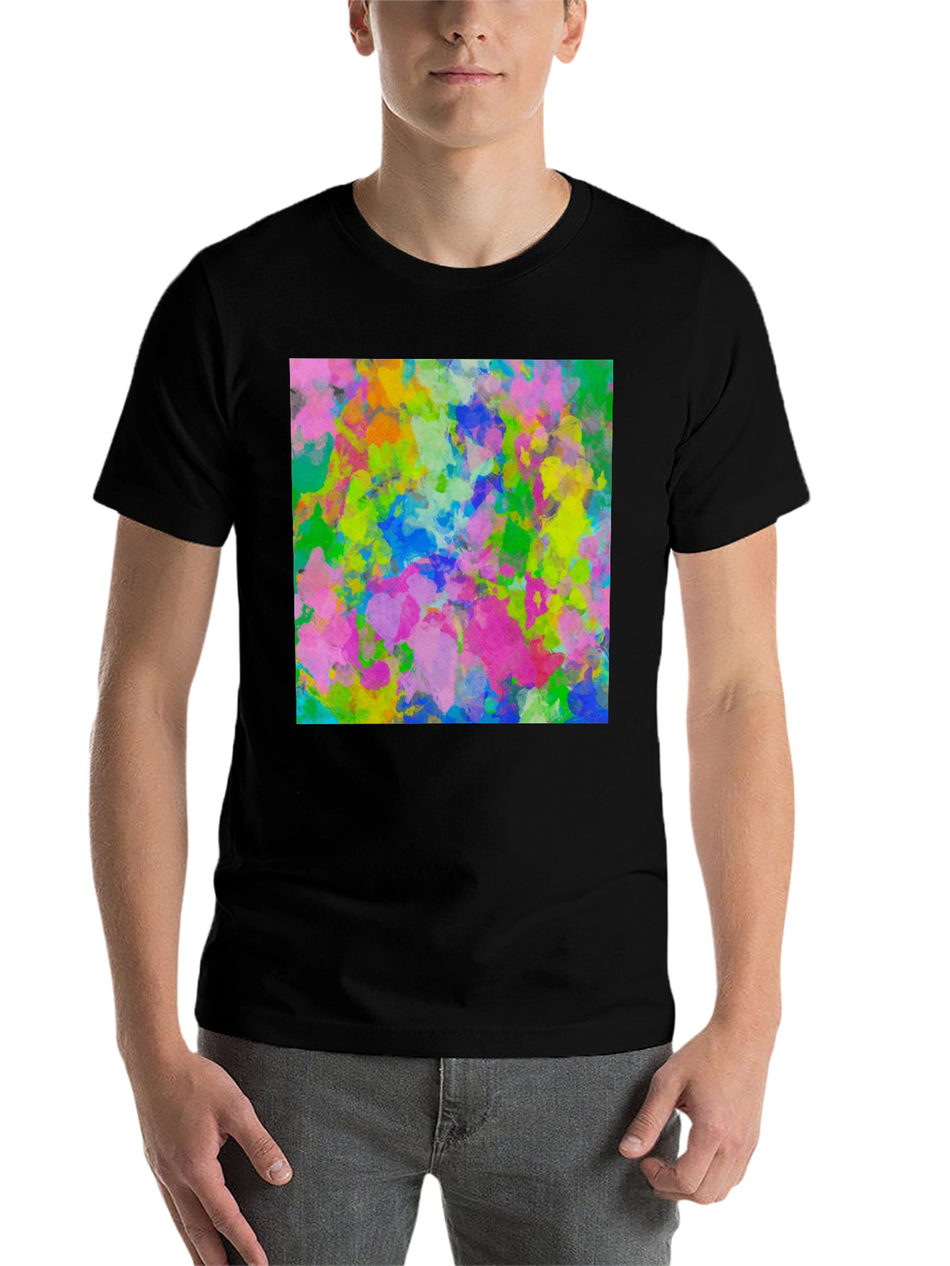 Black Abstract Art Print Black T-Shirt view 7