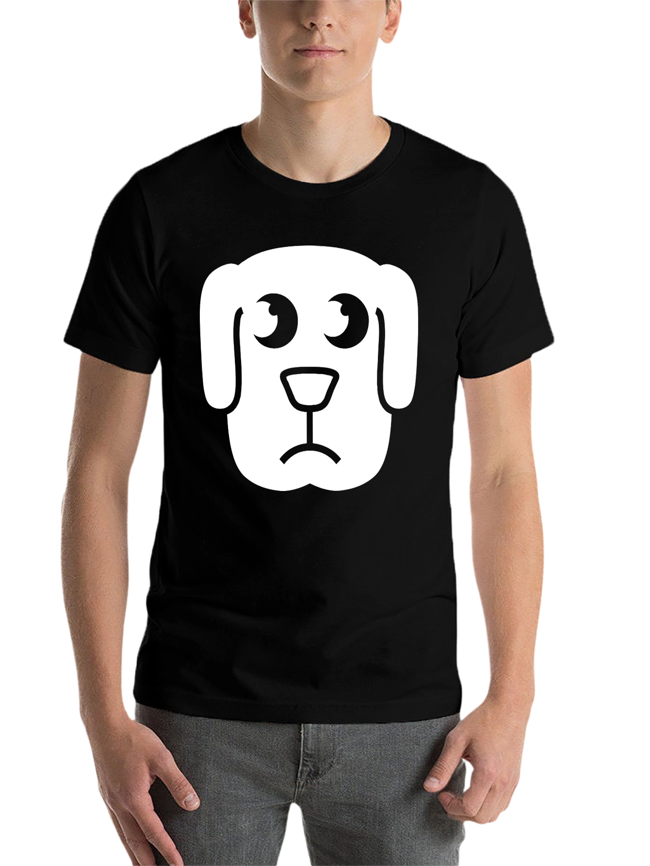 Black Sad Dog Graphic Tee - Black Cotton T-Shirt view 7