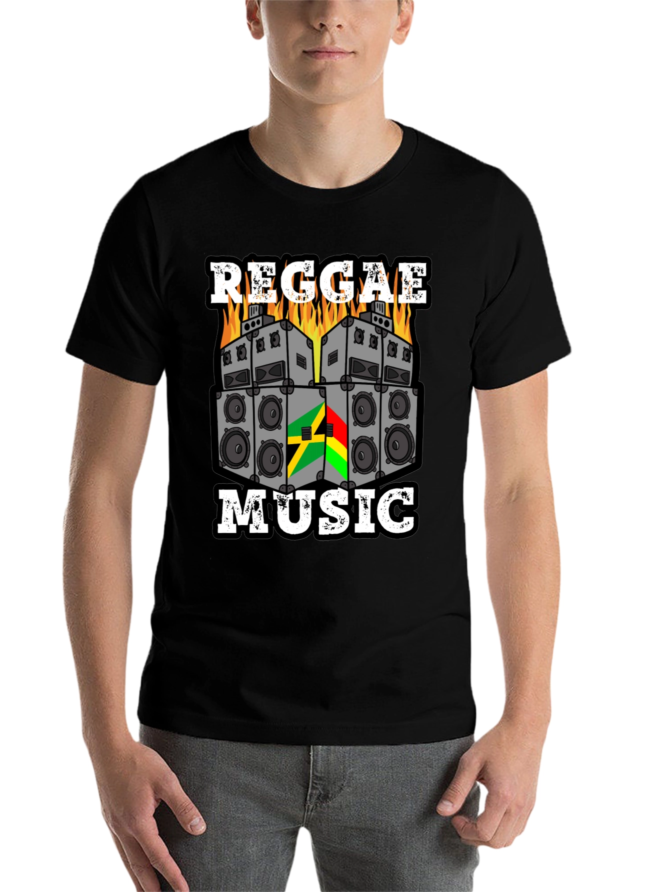 Black Reggae Music Graphic Tee - Black Cotton view 7