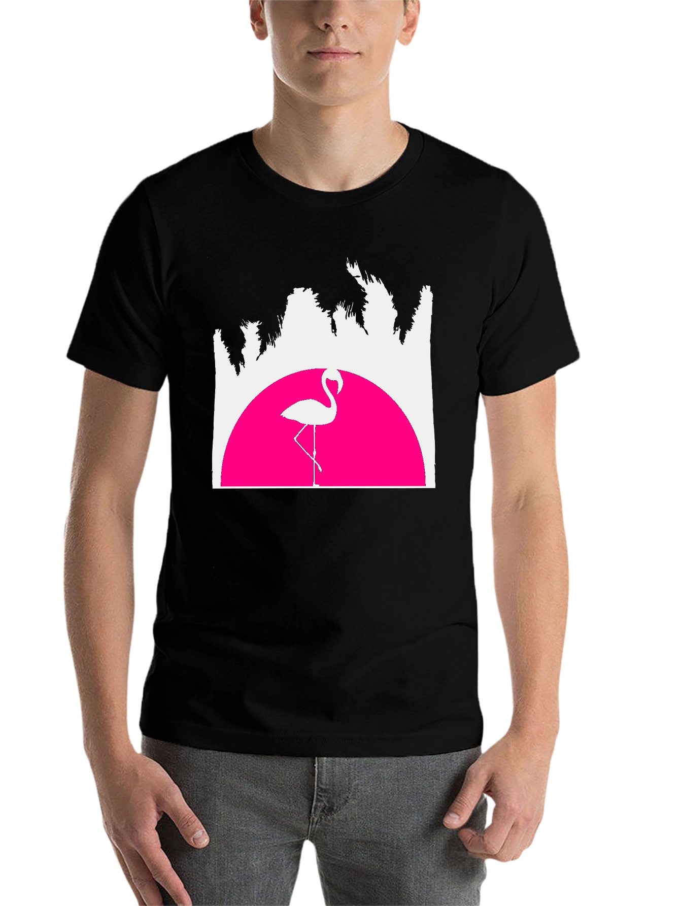 Black Retro Flamingo T-Shirt - Sunset Graphic Tee view 7
