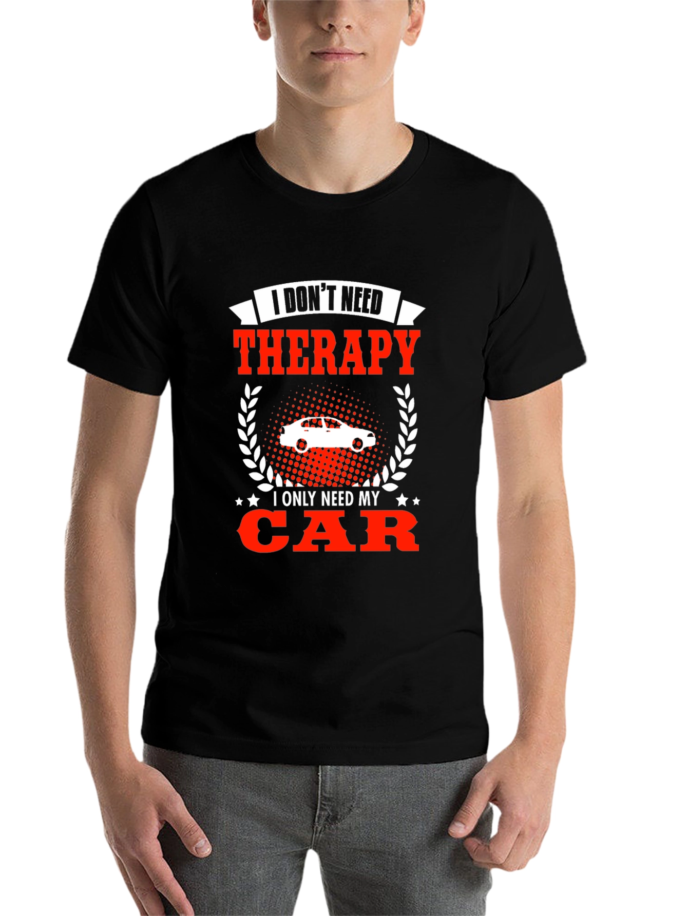Black Funny Car Lover T-Shirt - Therapy Alternative view 7