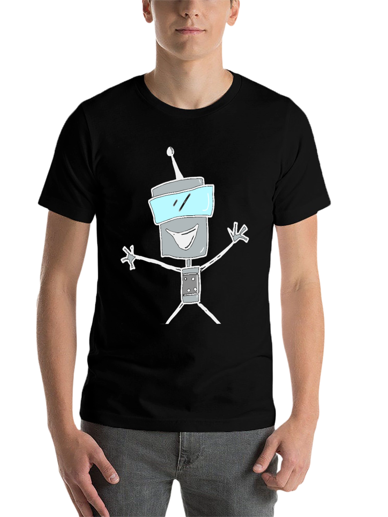 Black Robot Graphic Tee - Funky Casual Style view 7
