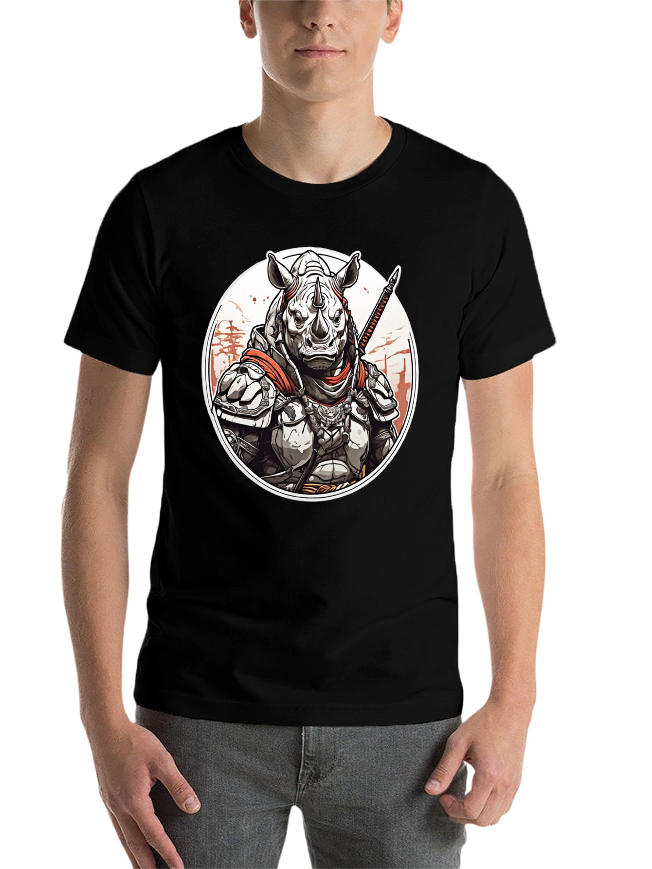 Black Rhino Samurai Graphic Tee - Black Cotton Blend view 7
