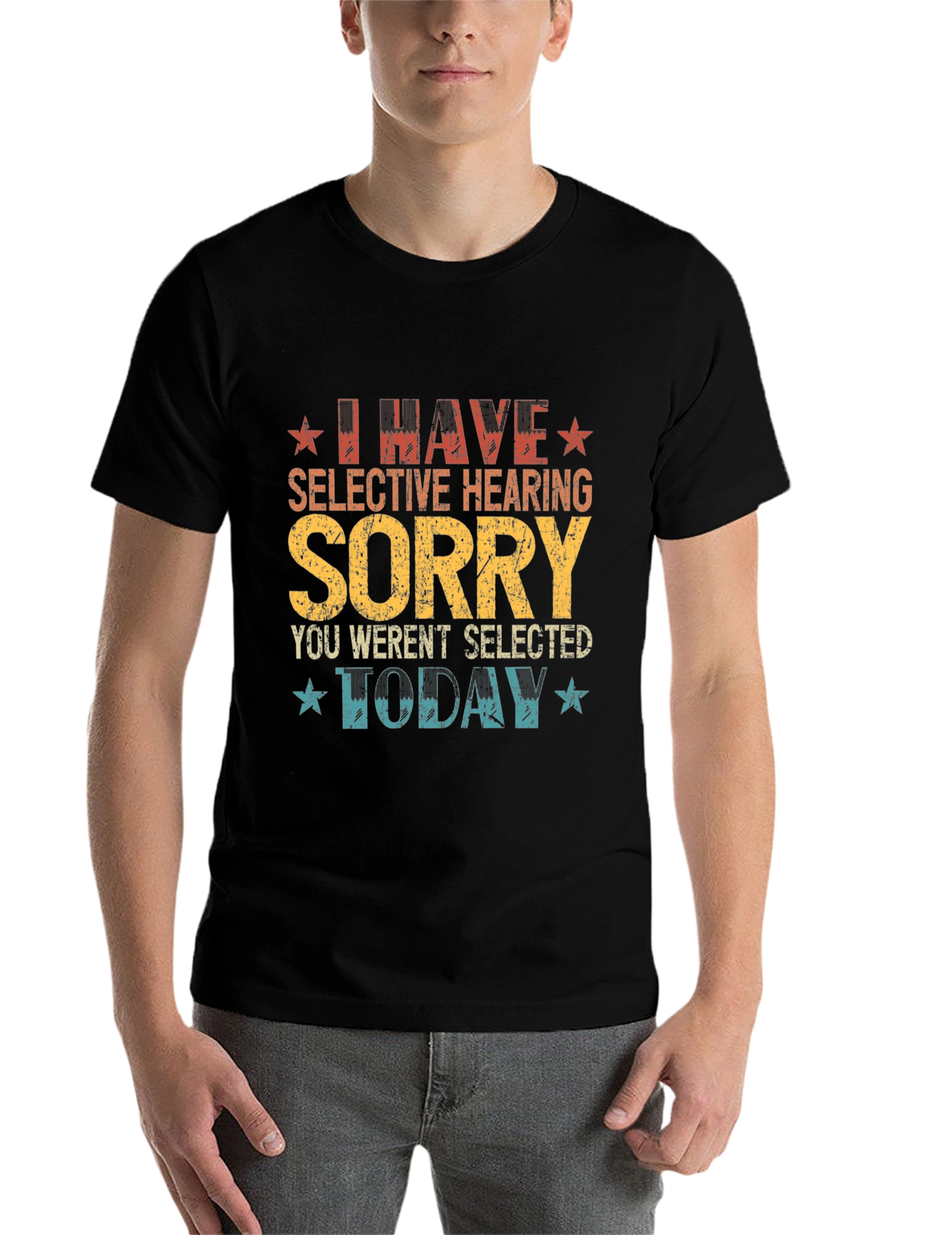 Black I Have Selective Hearing Funny Graphic Tee view 7