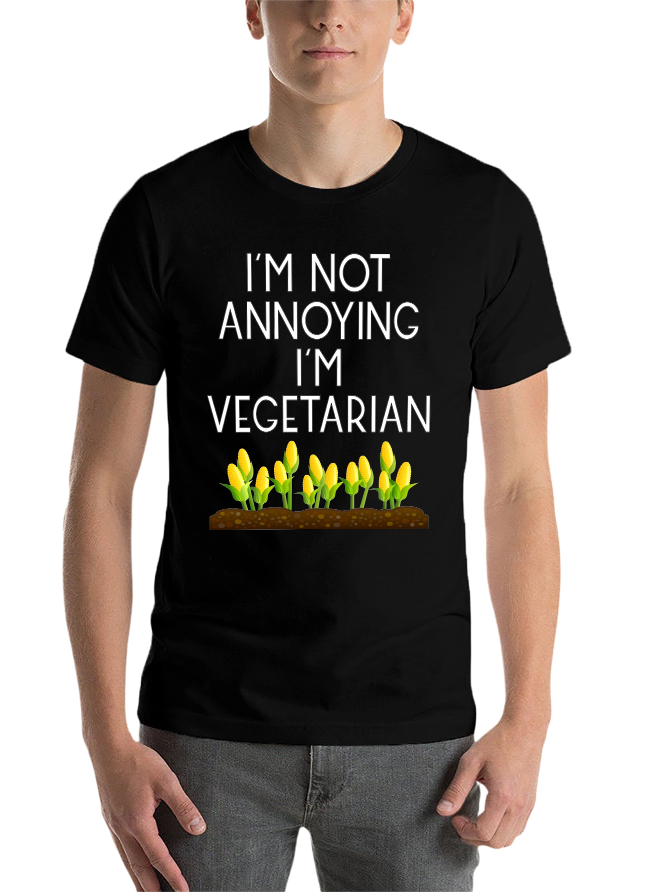 Black Vegetarian Corn Graphic Tee view 7