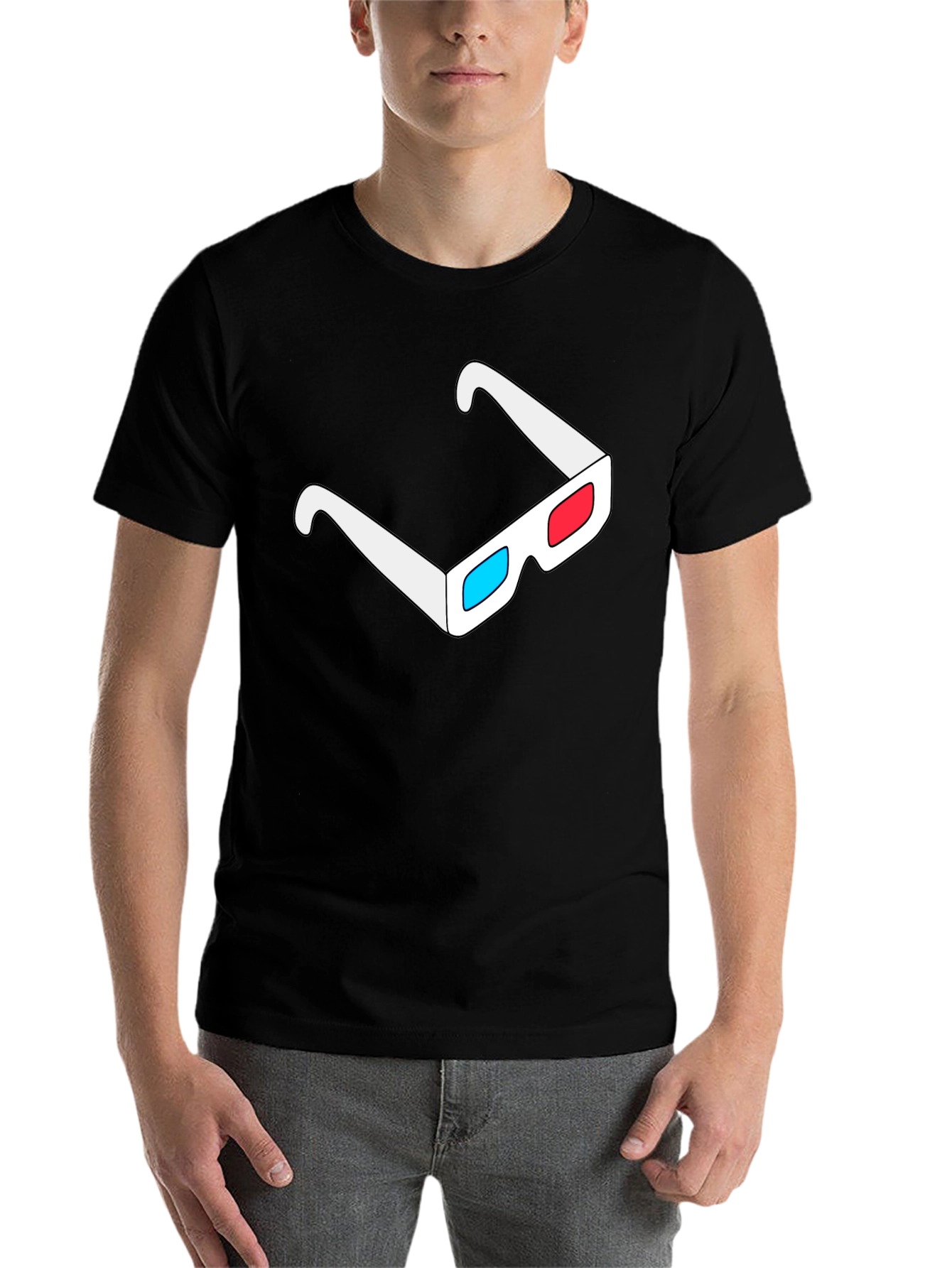 Black 3D Glasses Graphic Tee - Cool Black T-Shirt view 7