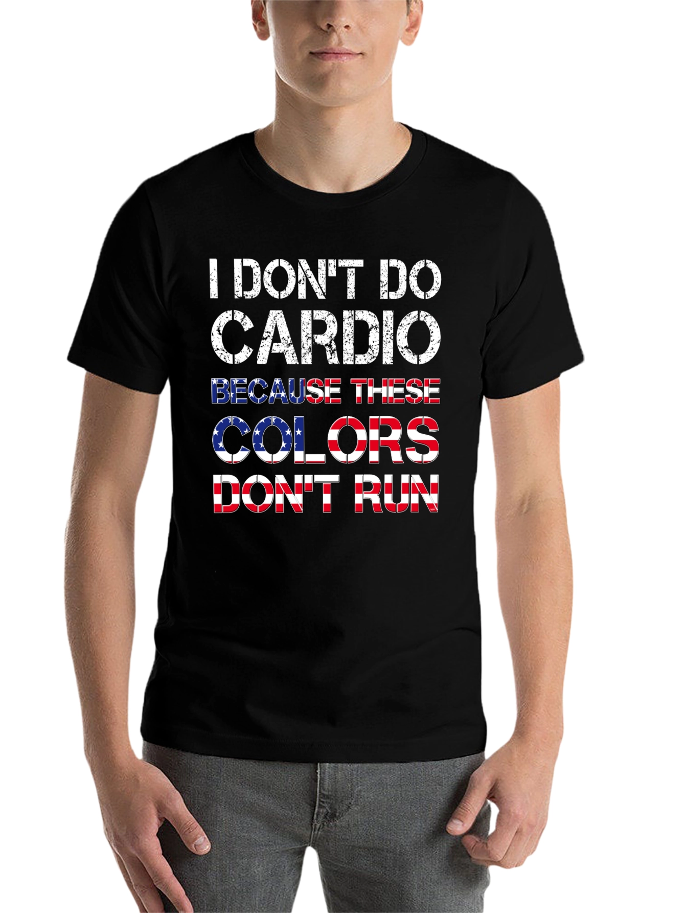 Black I Don't Do Cardio Patriotic T-Shirt view 7
