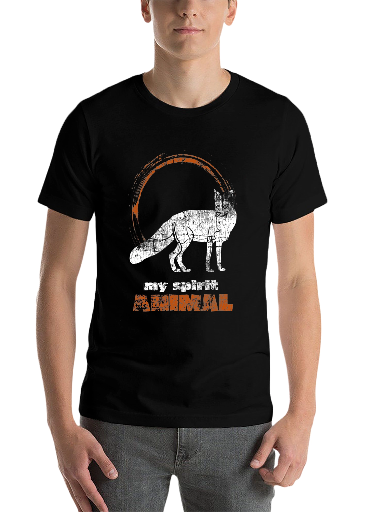Black Spirit Animal Fox Graphic Tee - Black view 7