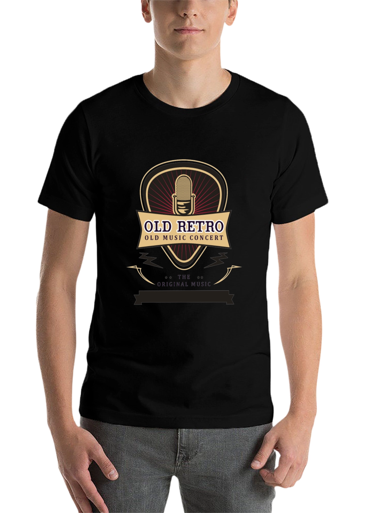 Black Vintage Retro Music Concert T-Shirt view 7