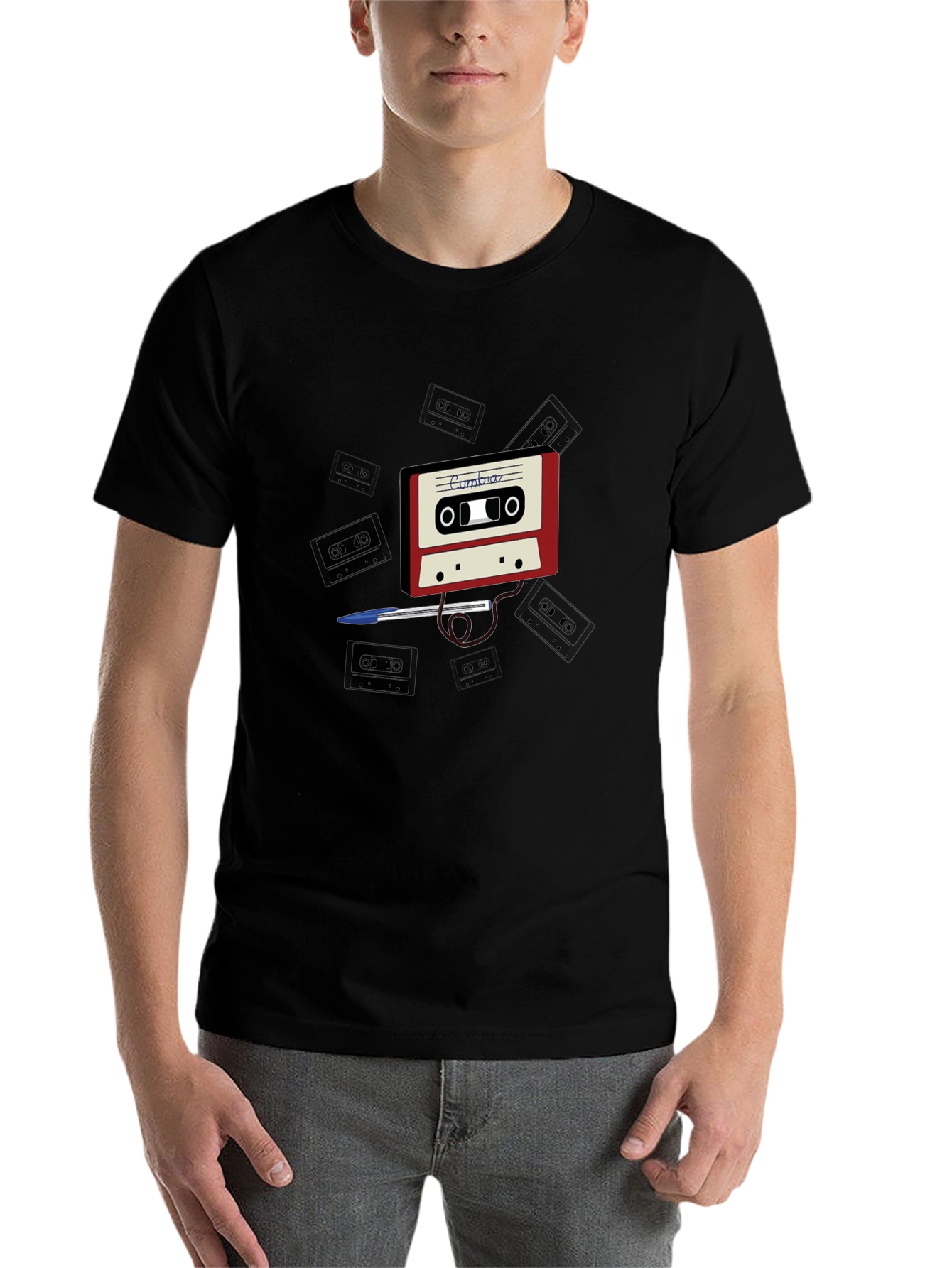 Black Retro Cassette Tape T-Shirt - Classic Design view 7