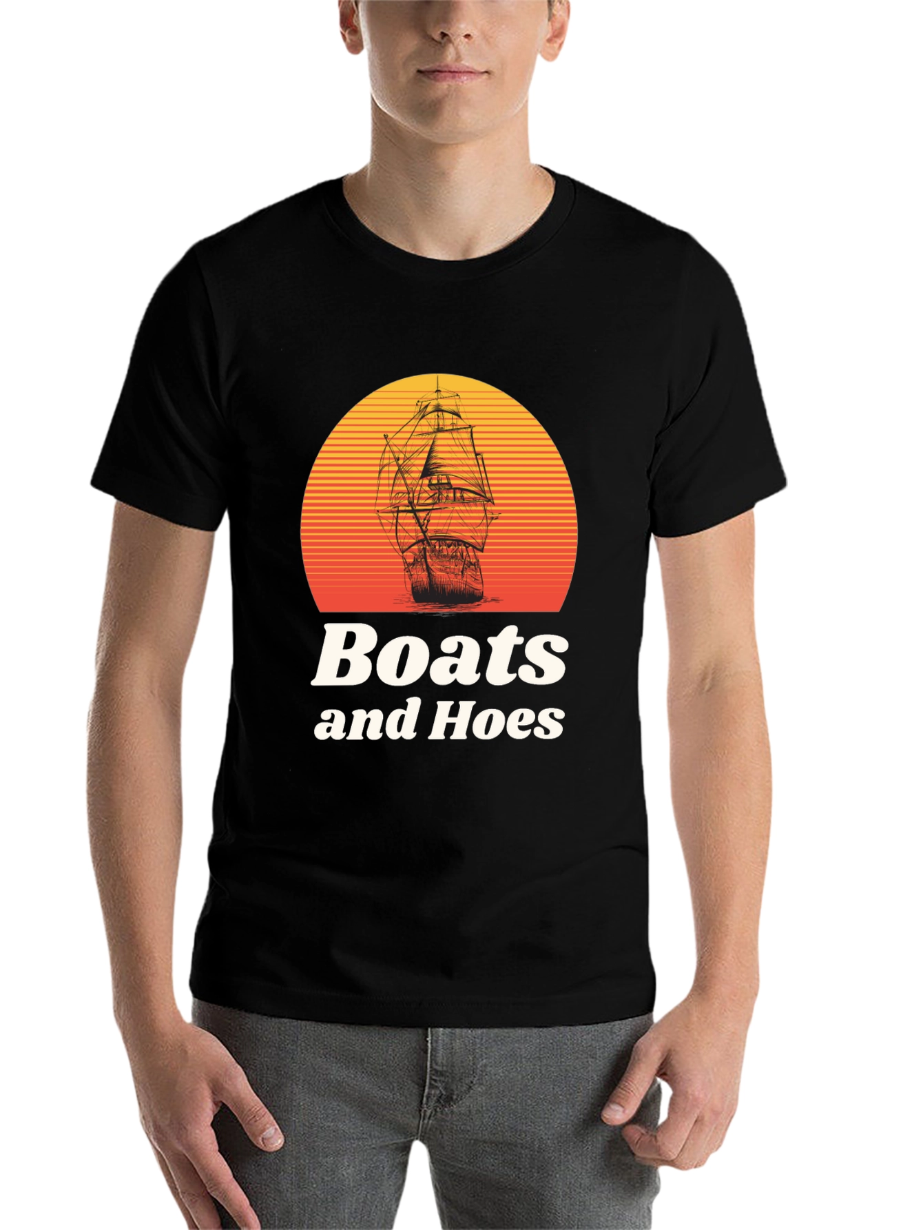 Black Boats and Hoes Graphic T-Shirt view 7