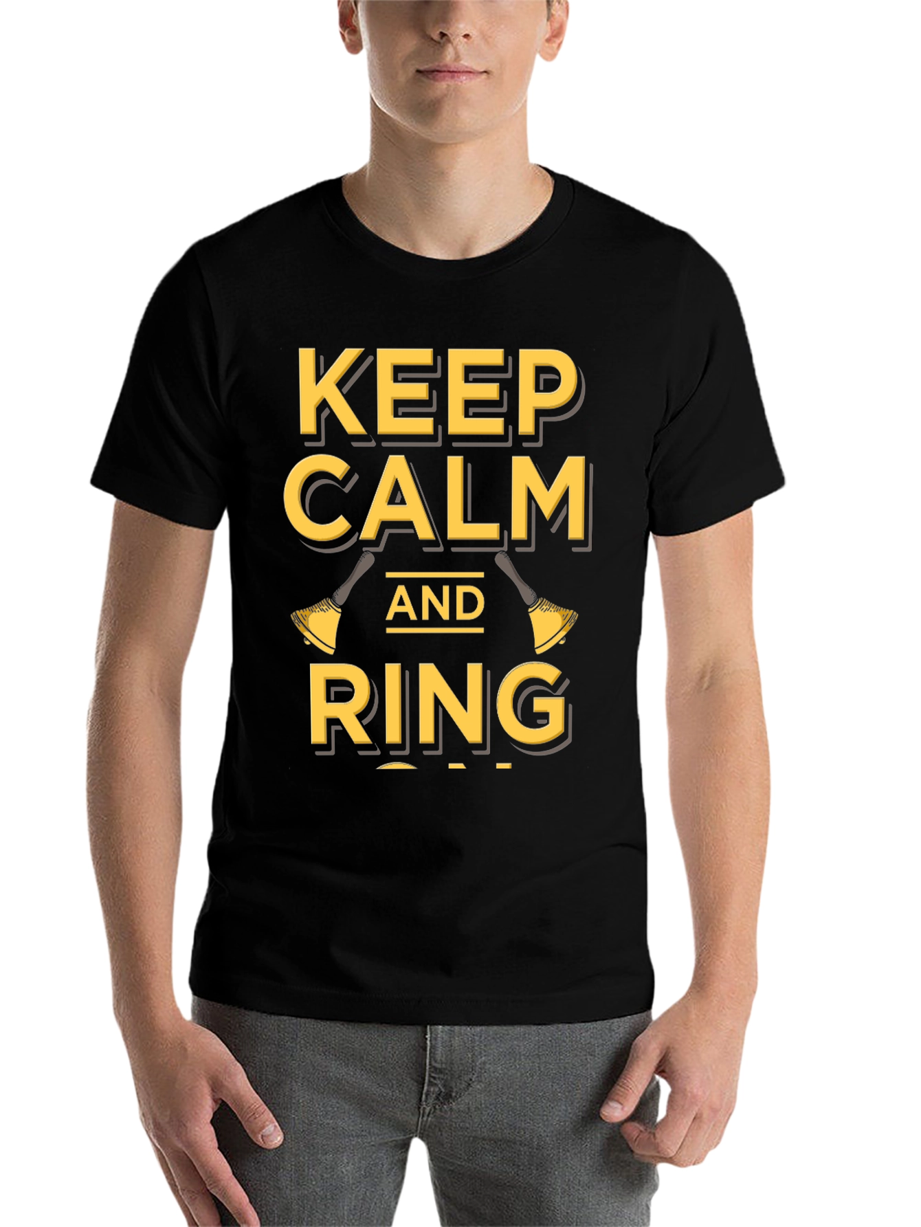 Black Keep Calm and Ring Black T-Shirt view 7