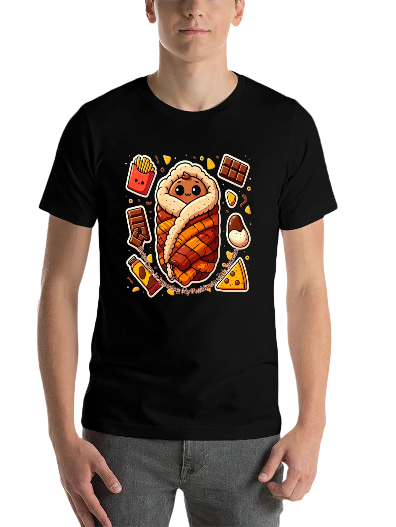 Black Snack Wrap T-Shirt Funny Graphic Tee view 7
