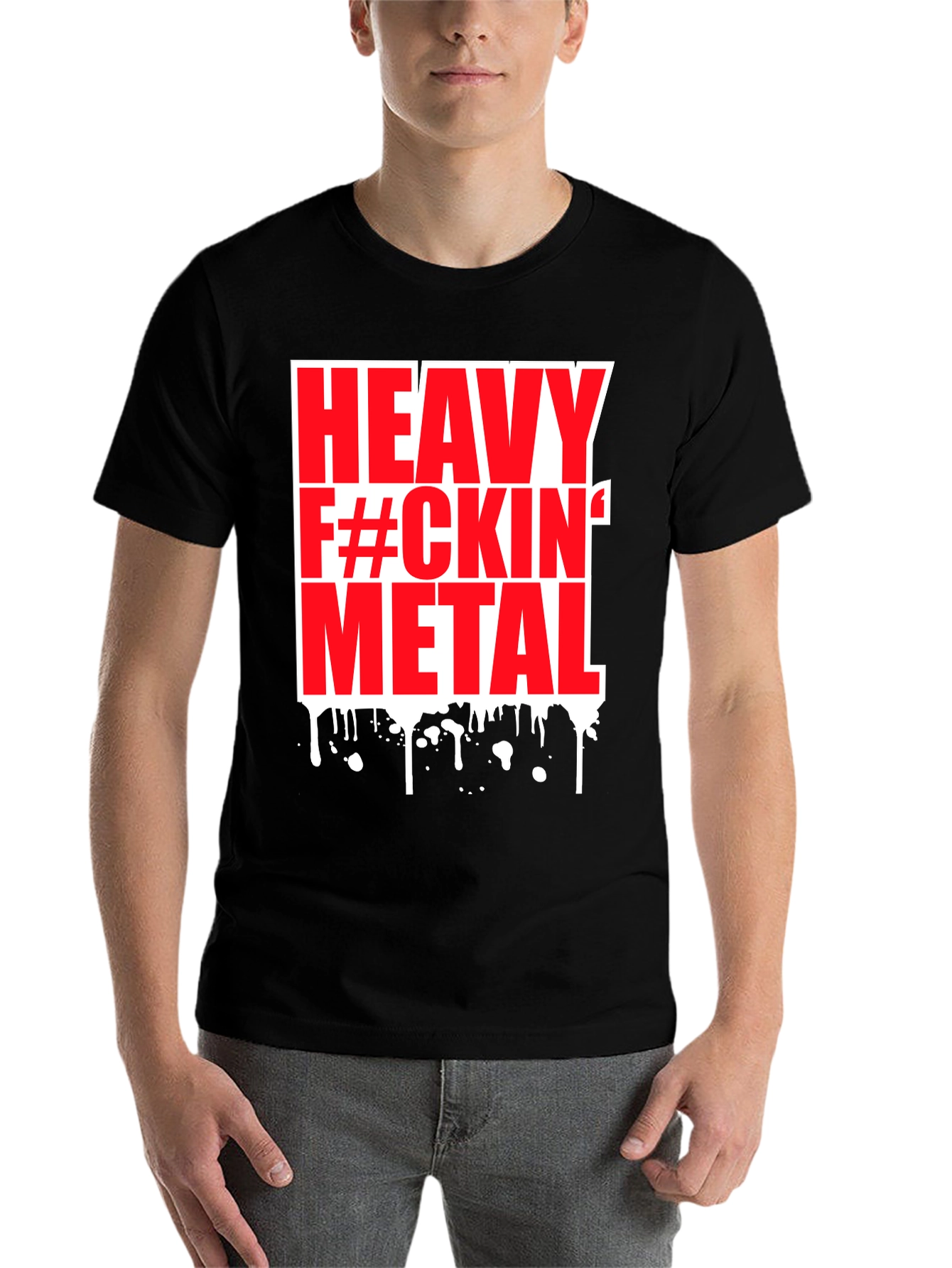 Black Heavy Metal Graphic Tee - Black Cotton T-Shirt view 7
