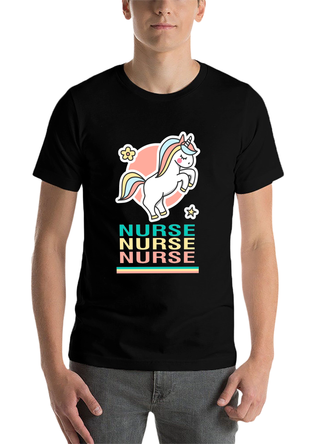 Black Unicorn Nurse T-Shirt - Cute & Comfy Cotton Tee view 7