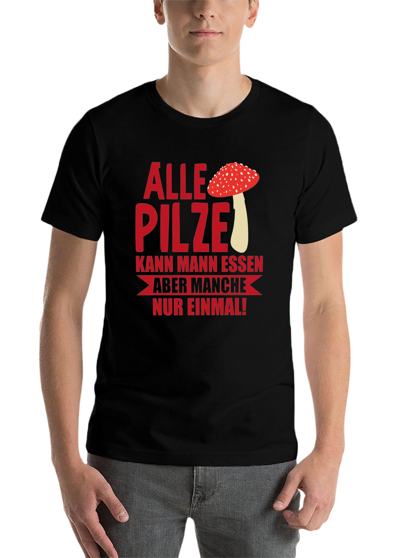 Black Humorous Mushroom T-Shirt - "Alle Pilze..." view 7