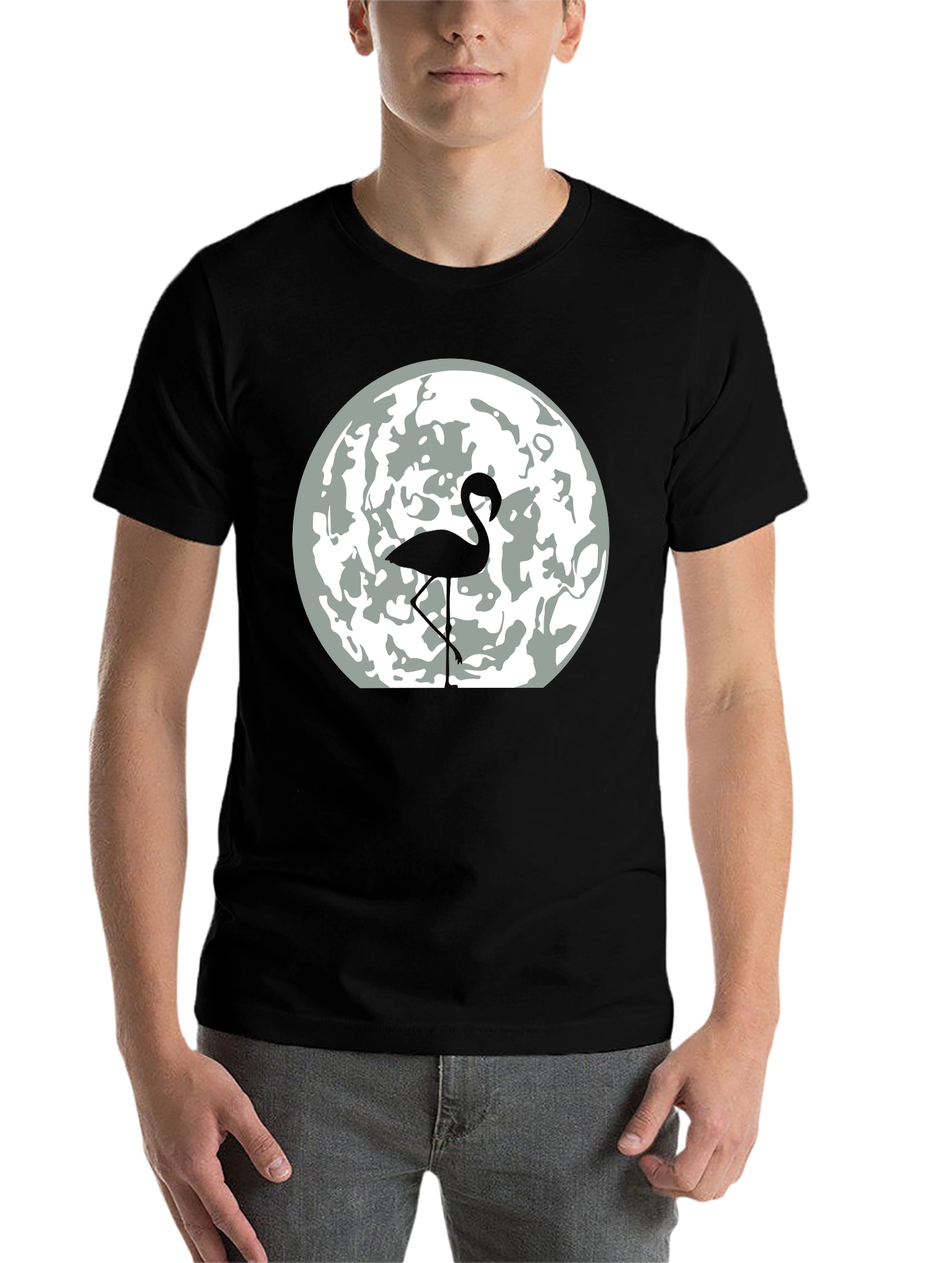 Black Flamingo Moon Graphic Tee - Men's Black T-Shirt view 7