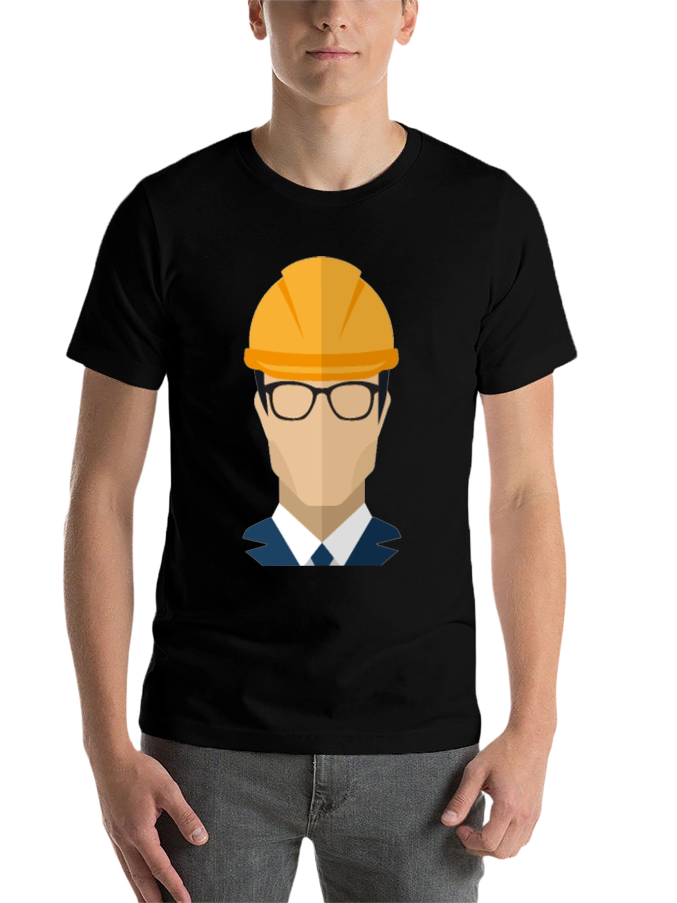 Black Construction Worker Graphic T-Shirt view 7