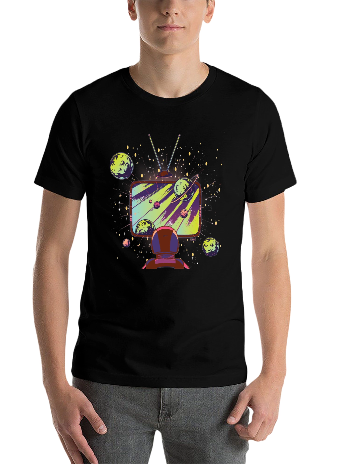 Black Astronaut Galaxy TV T-Shirt - Space Observer view 7