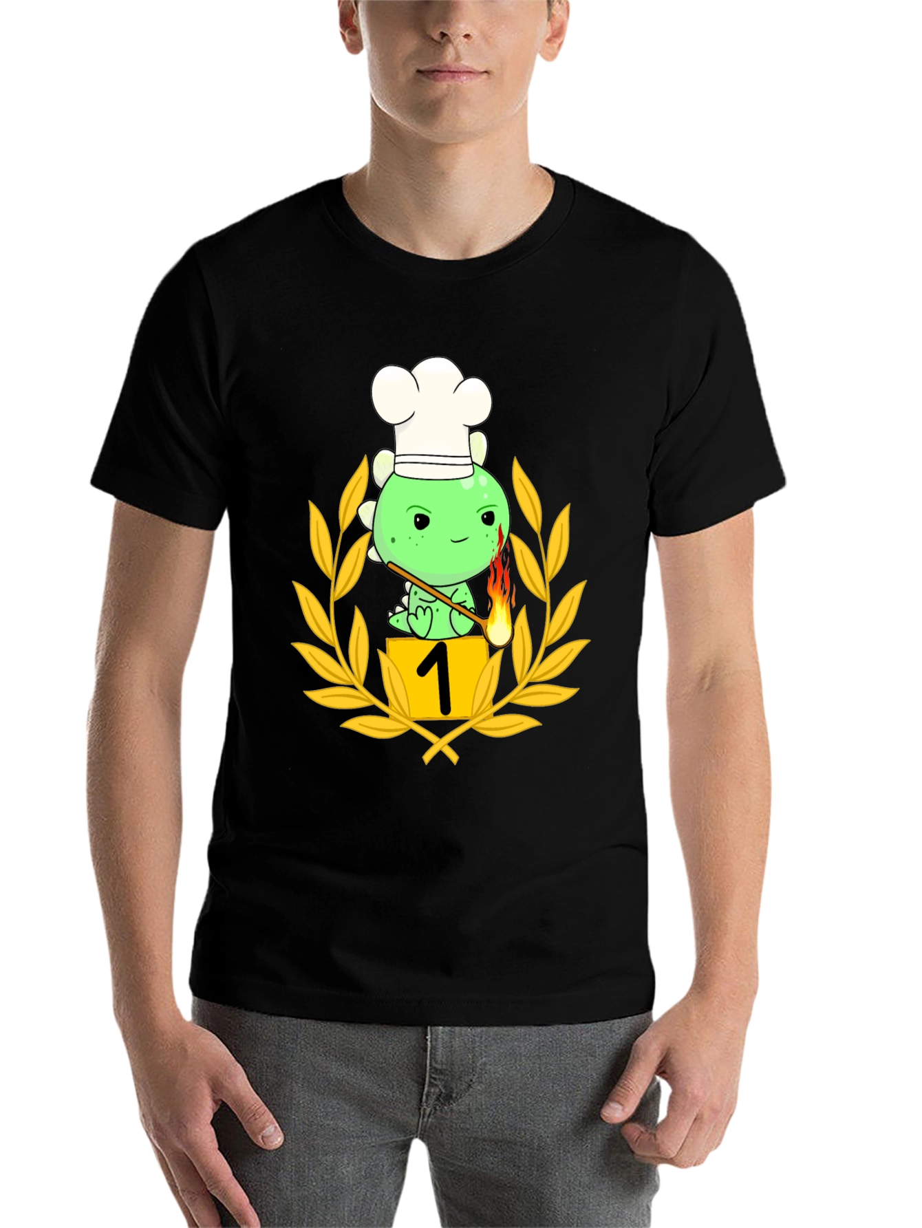 Black Chef Dino T-Shirt - Culinary Champion view 7