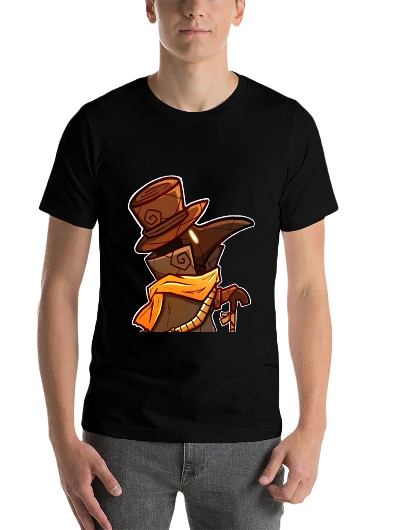 Black Plague Doctor Cartoon Graphic T-Shirt view 7