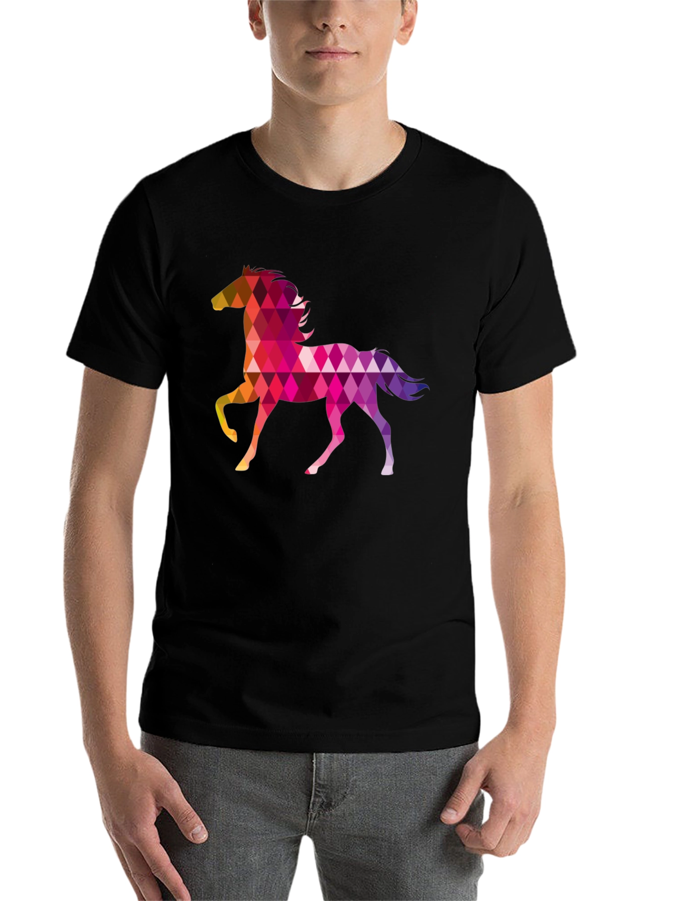 Black Geometric Horse T-Shirt view 7