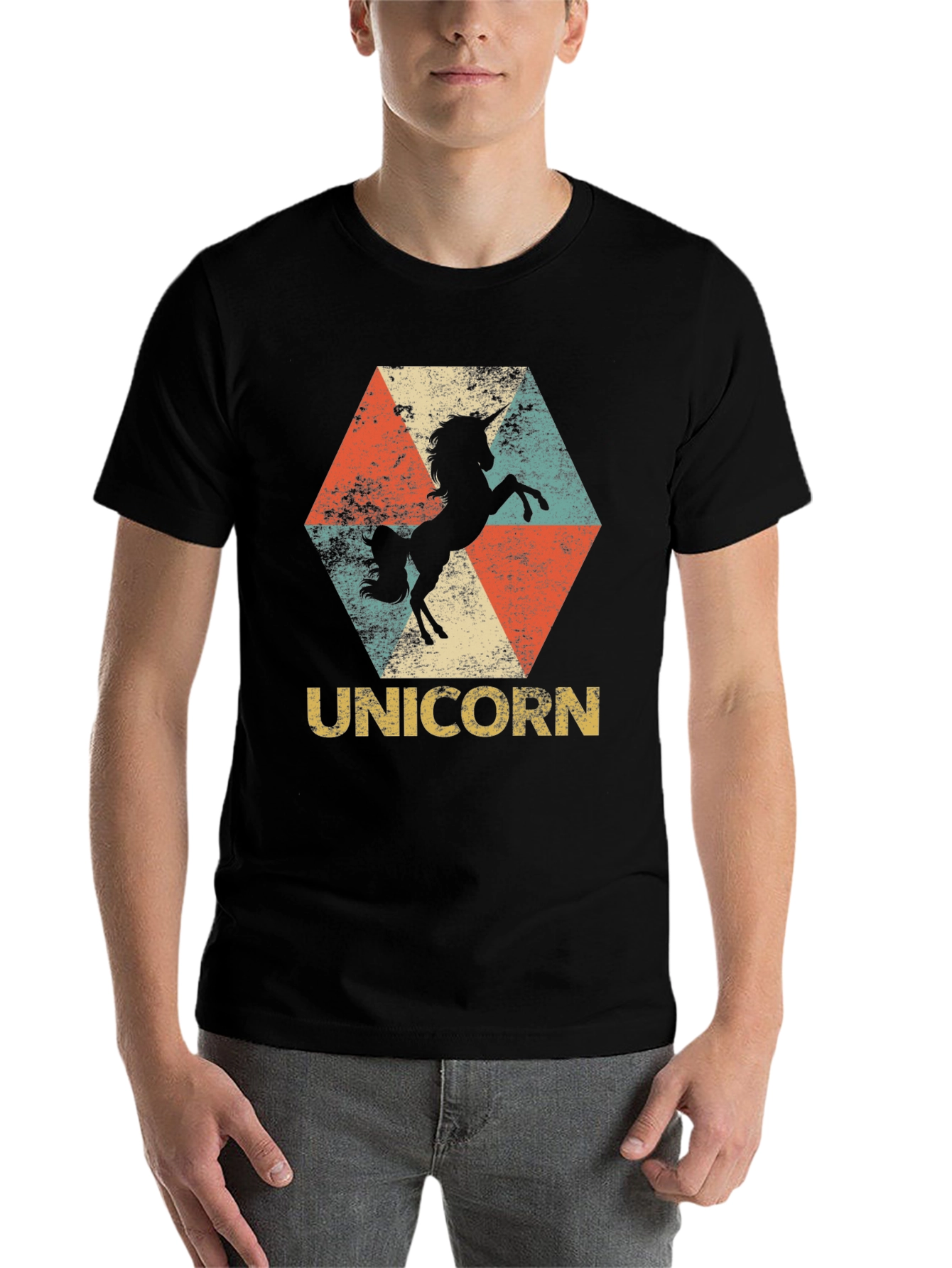 Black Retro Unicorn Graphic Tee view 7