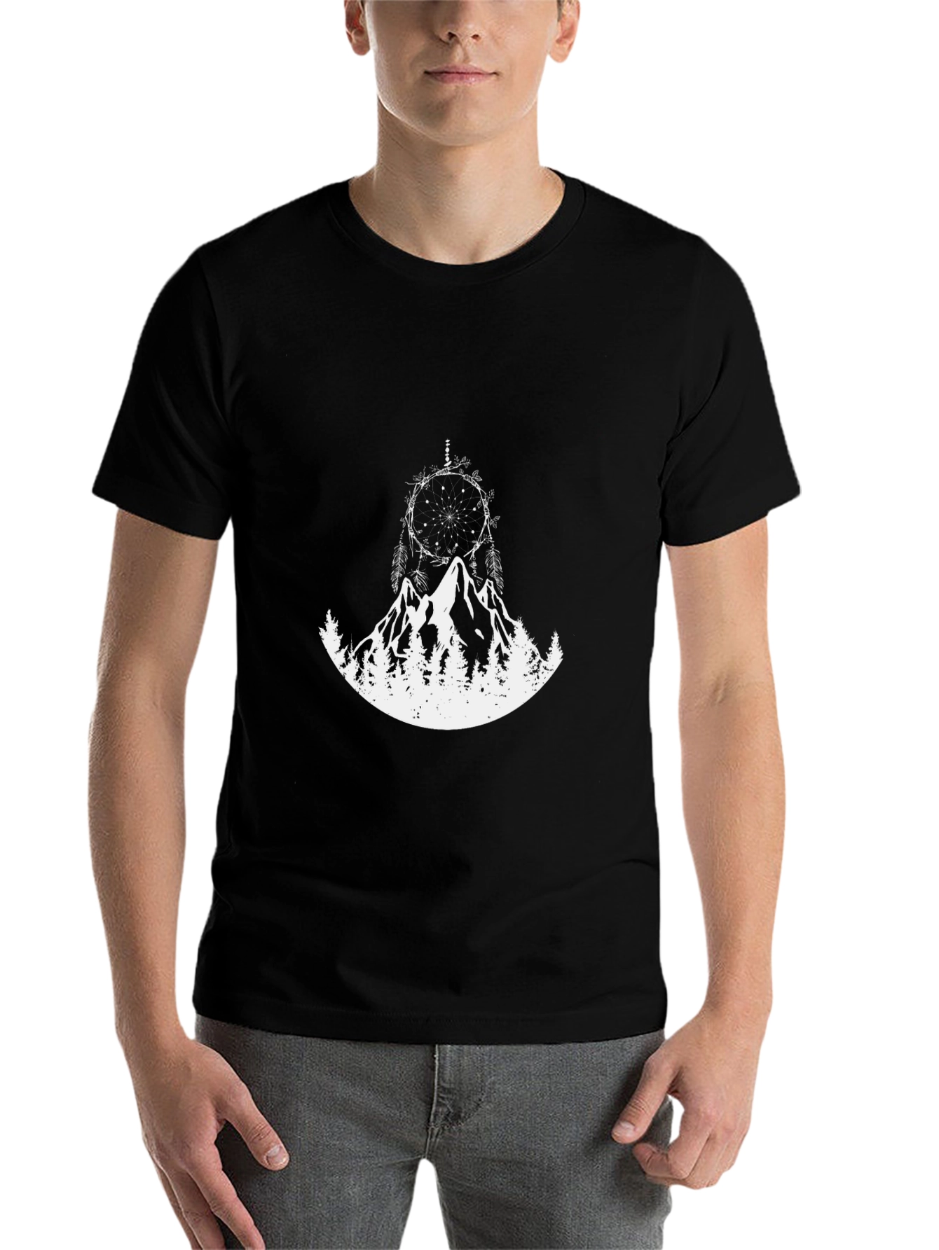 Black Dreamcatcher Mountain Graphic Tee view 7