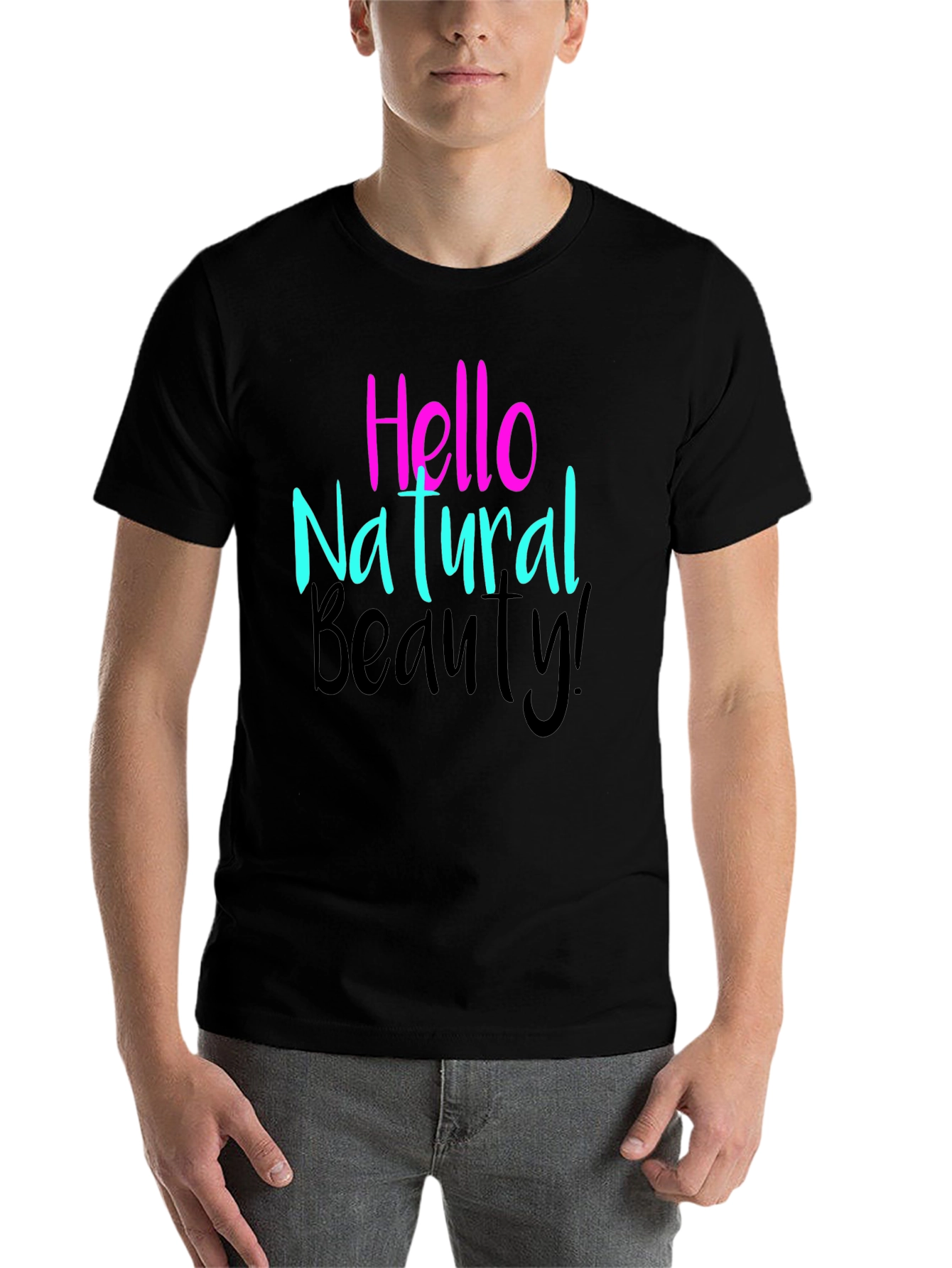 Black Hello Natural Beauty T-Shirt view 7