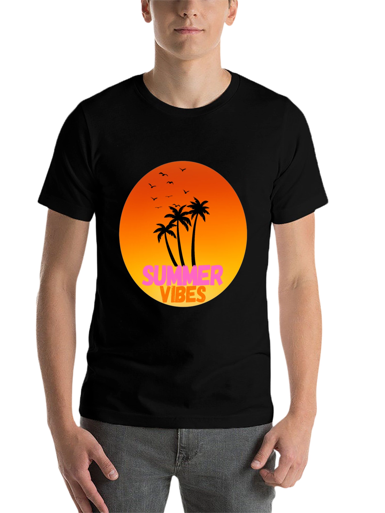 Black Summer Vibes Graphic Tee - Relaxed Fit view 7