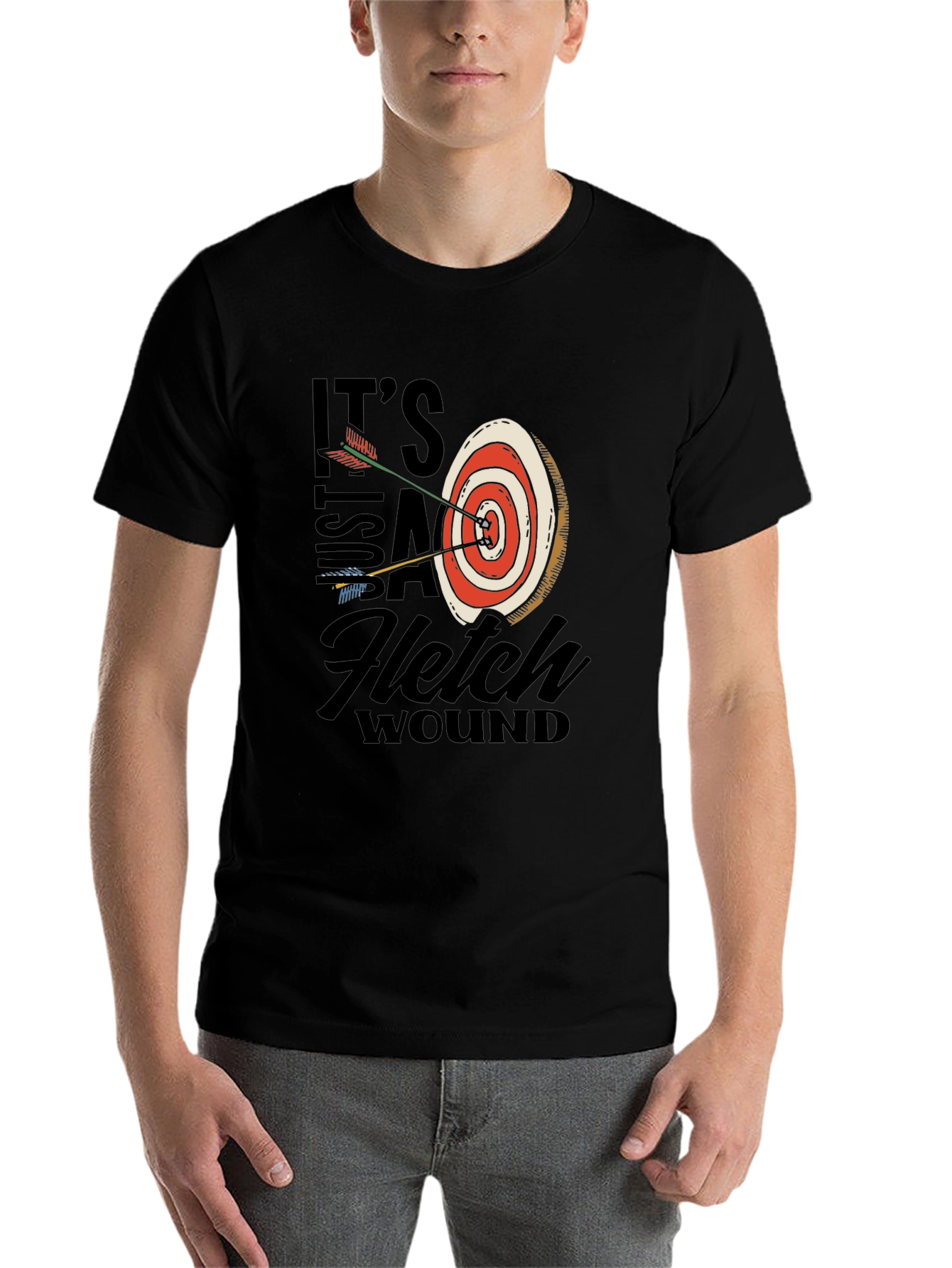 Black Archery Target T-Shirt: Just a Fletch Wound view 7