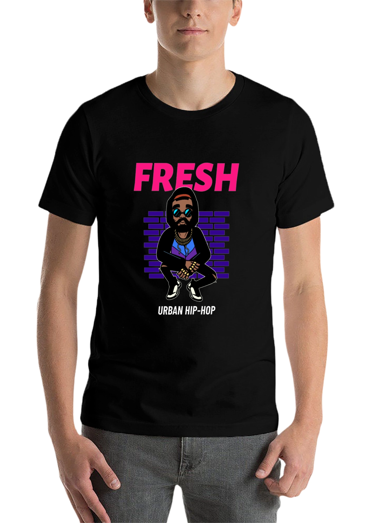 Black Fresh Urban Hip-Hop Graphic Tee view 7