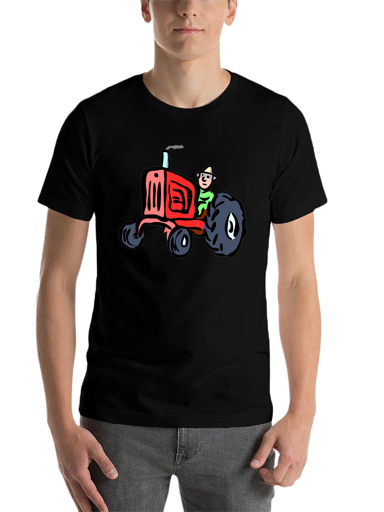 Black Cartoon Tractor T-Shirt - Quirky & Fun! view 7