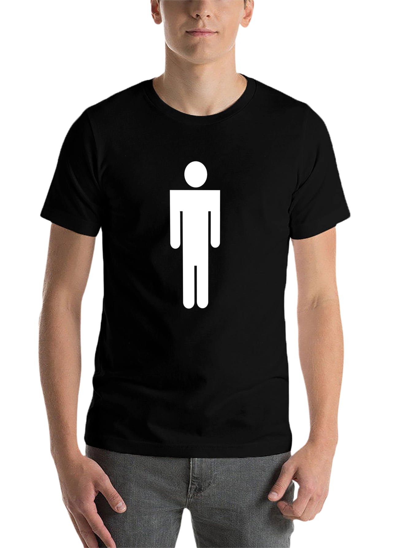 Black Minimalist Man Symbol Black Tee - Unisex view 7