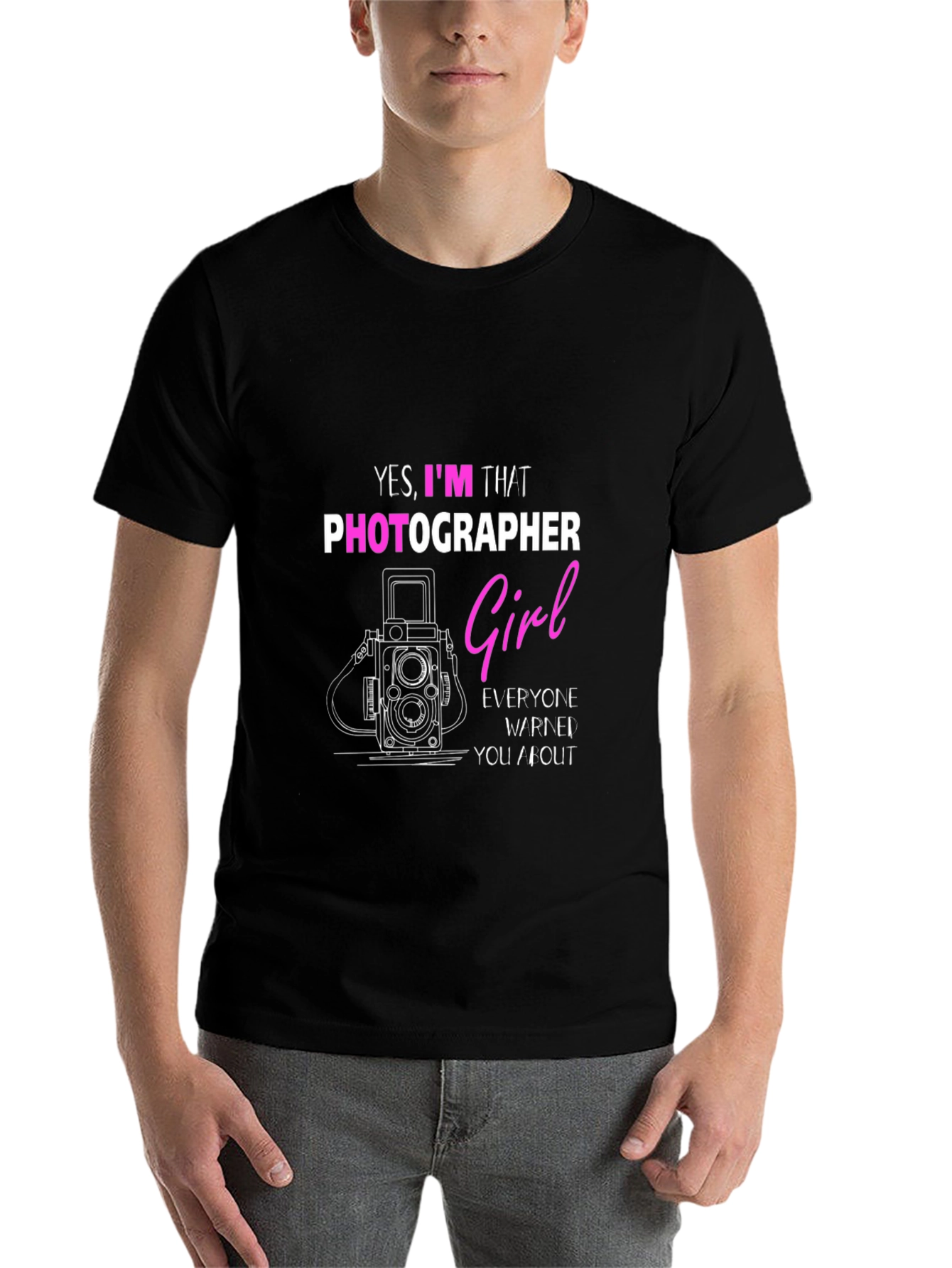 Black Photographer Girl T-Shirt - Funny Camera Tee view 7