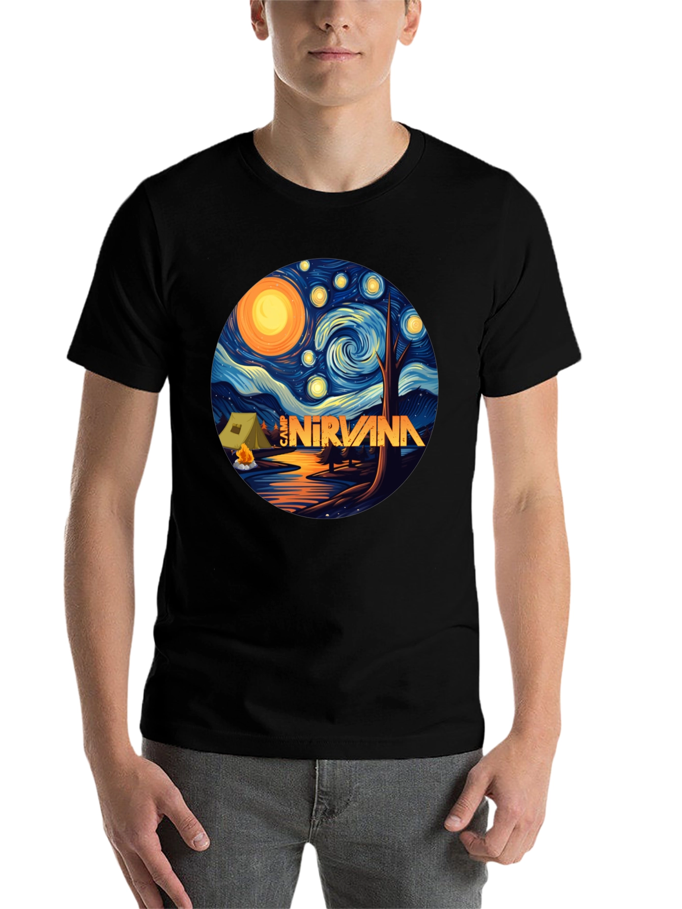 Black Camp Nirvana Starry Night T-Shirt view 7