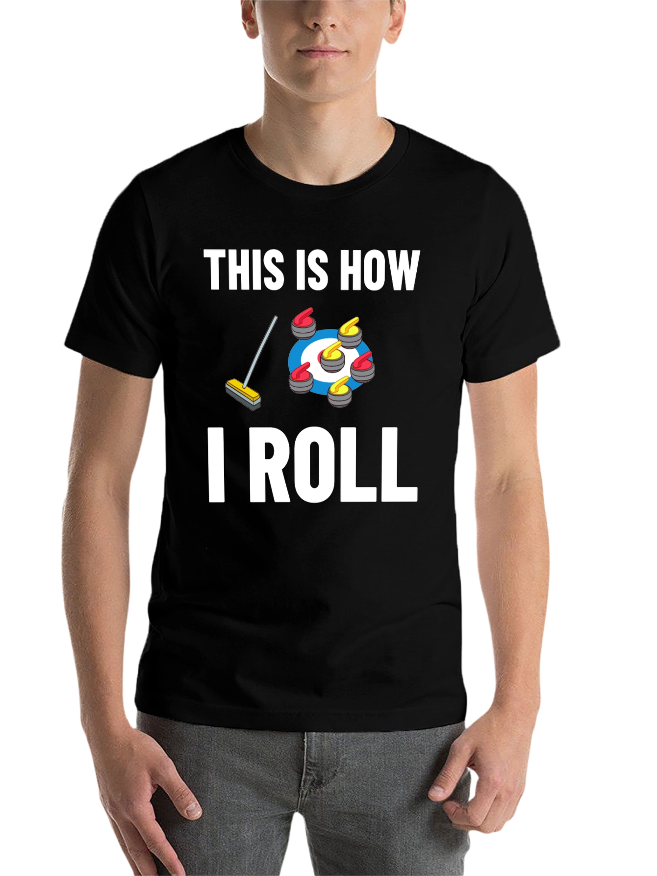 Black Curling "This Is How I Roll" Graphic T-Shirt view 7